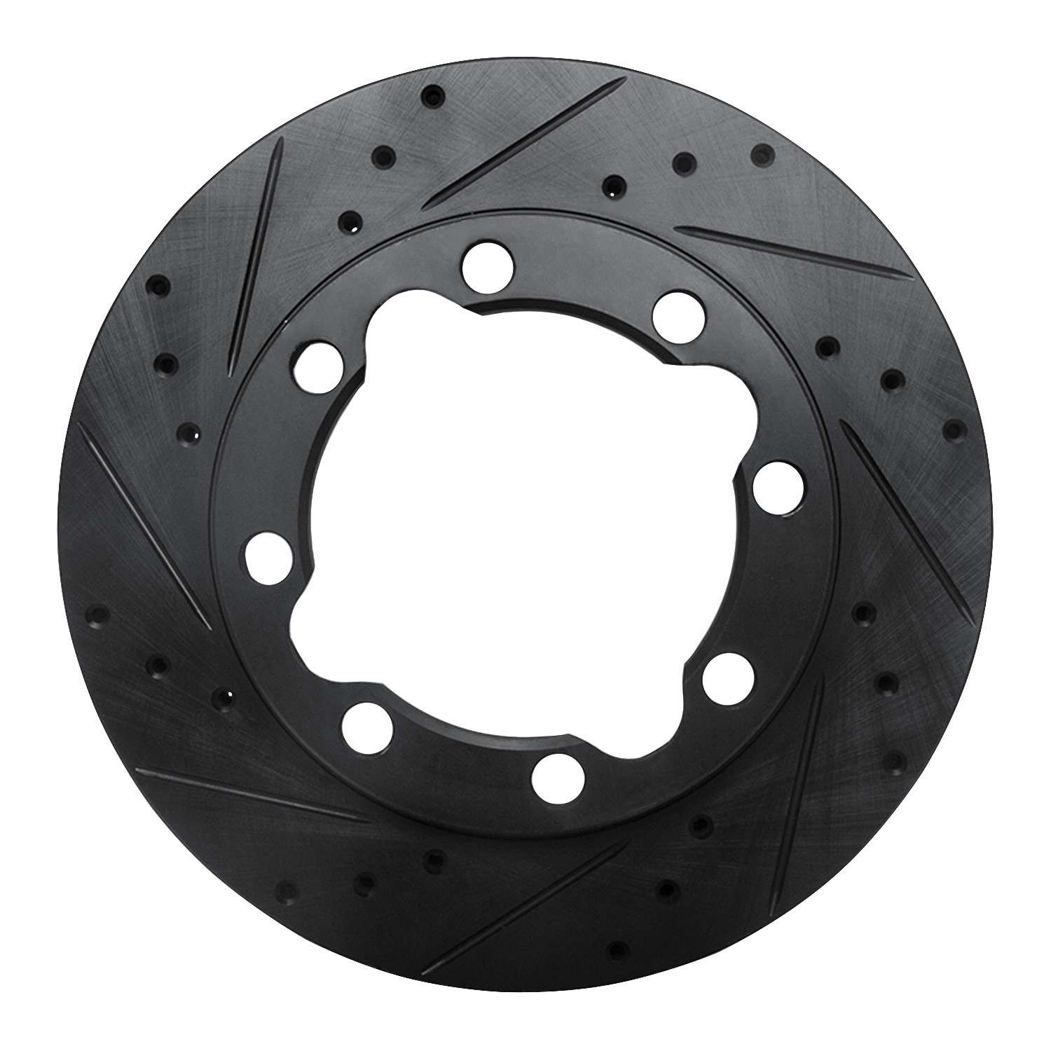 R1 Concepts 88-00 Chevrolet K2500 Front Left Drilled & Slotted Black Brake Rotor