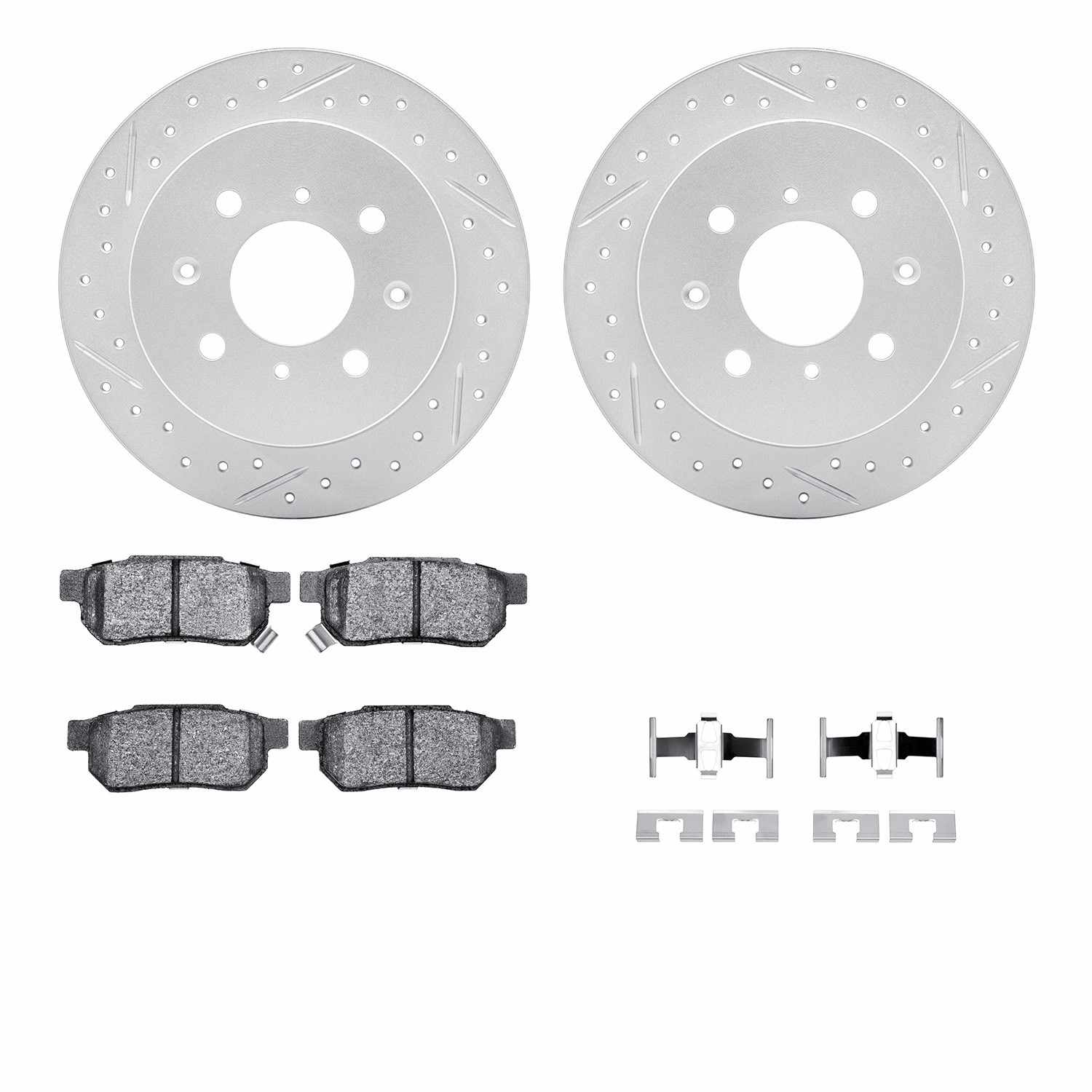 R1 Concepts 88-01 Acura Integra Rear Drill/Slot Carbon Coated Rotor Set w/Optimum Pads