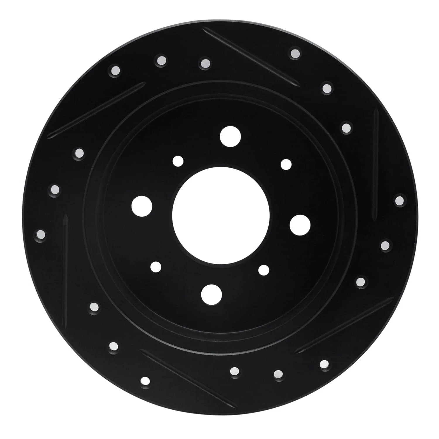 R1 Concepts 88-01 Acura Integra Rear Left Drilled & Slotted Black Brake Rotor - Image 2