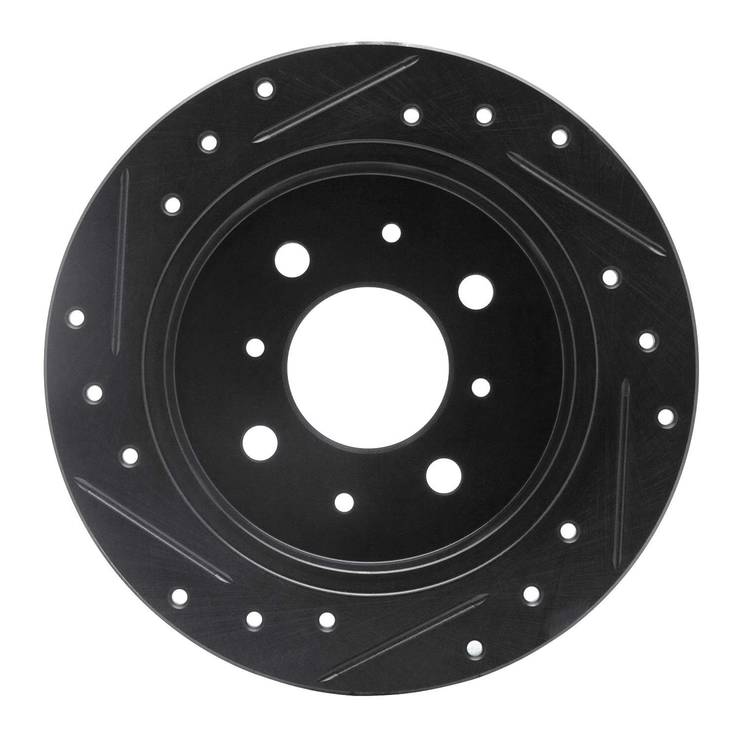 R1 Concepts 88-01 Acura Integra Rear Right Drilled & Slotted Black Brake Rotor - Image 2