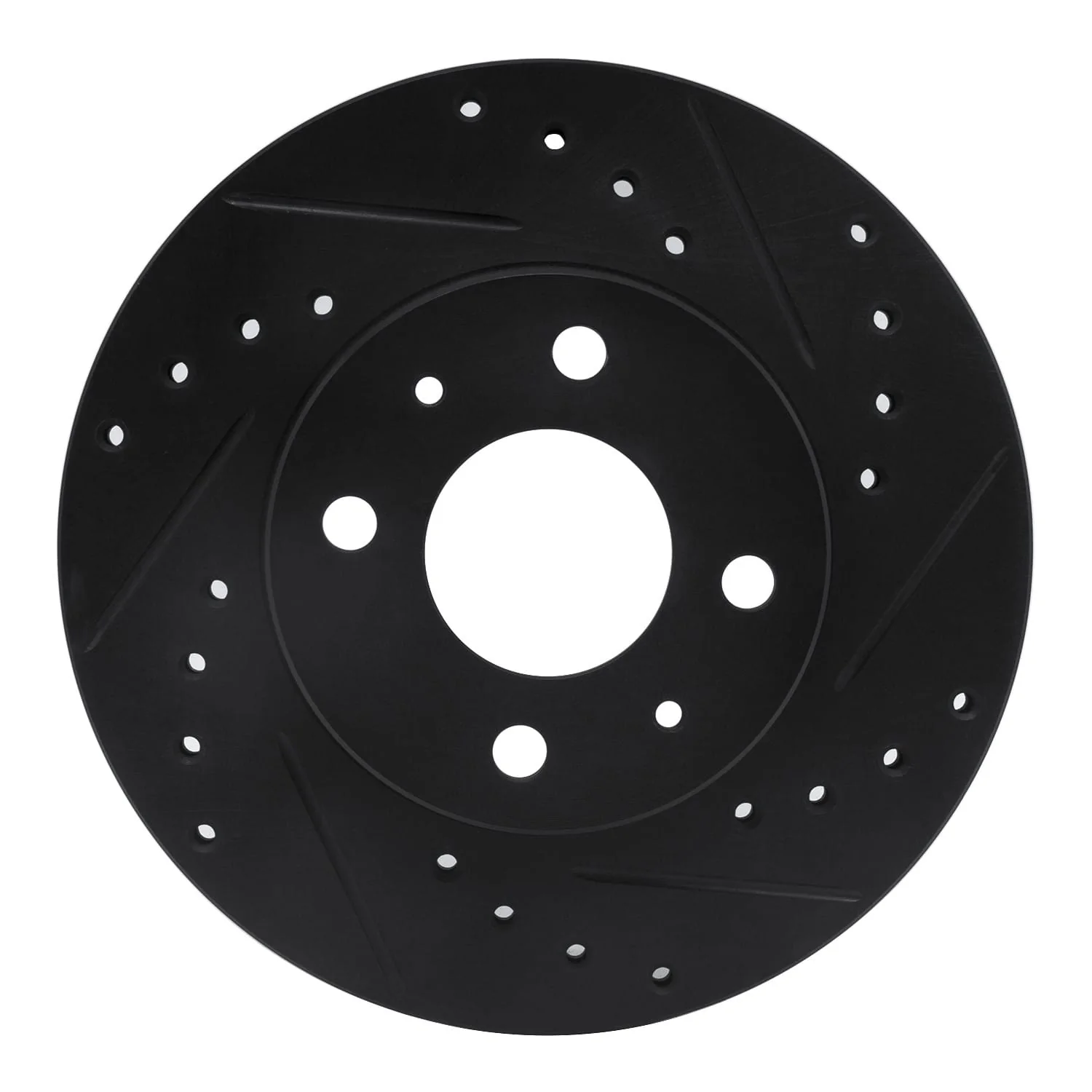 R1 Concepts 88-06 Nissan NX Front Right Drilled & Slotted Black Brake Rotor