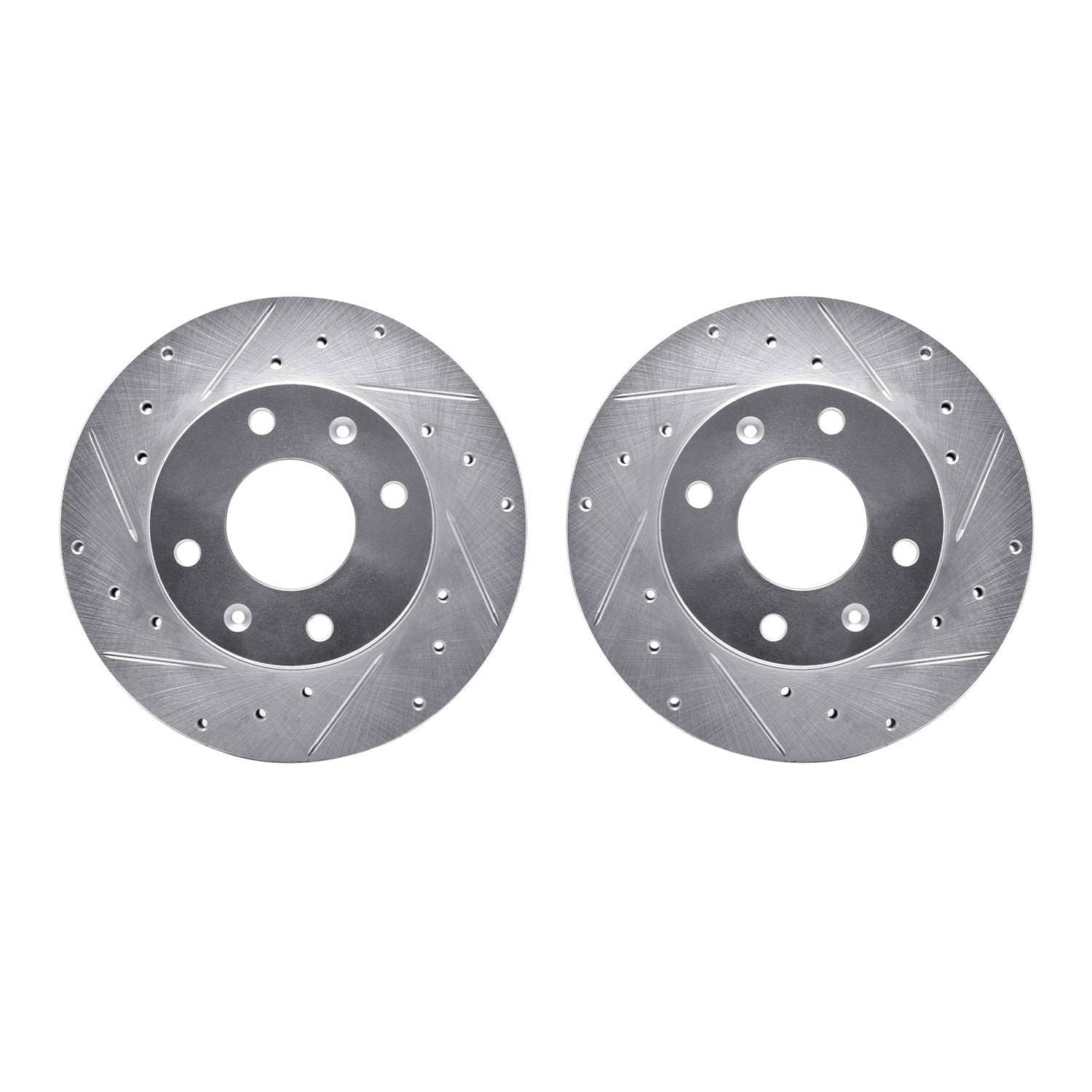 R1 Concepts 88-07 Dodge Colt Front Drilled & Slotted Silver Brake Rotor Set