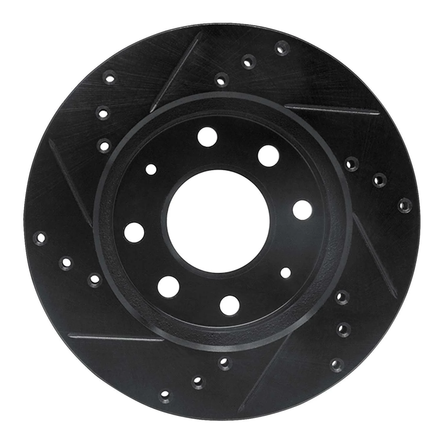 R1 Concepts 88-07 Dodge Colt Front Right Drilled & Slotted Black Brake Rotor - Image 2