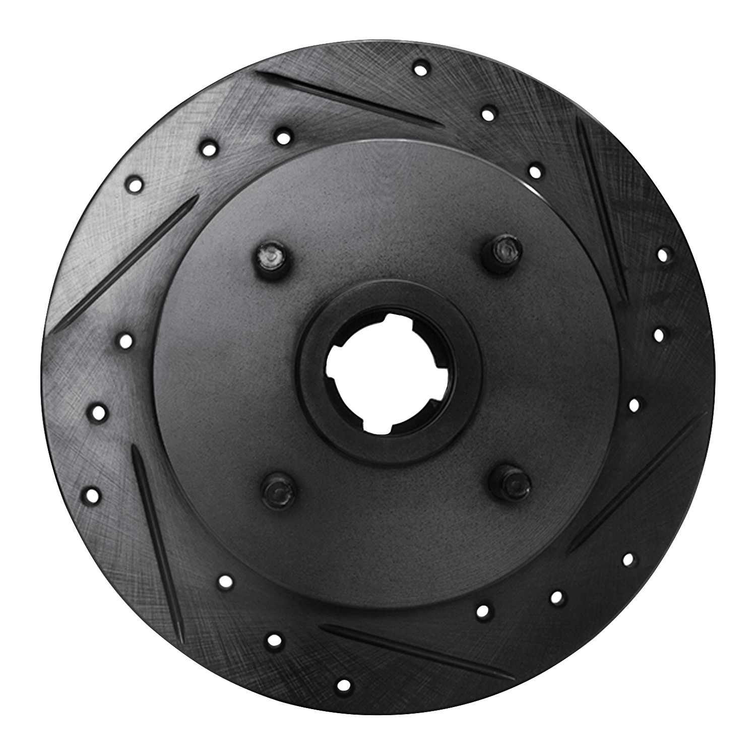 R1 Concepts 88-88 Nissan Maxima Rear Left Drilled & Slotted Black Brake Rotor