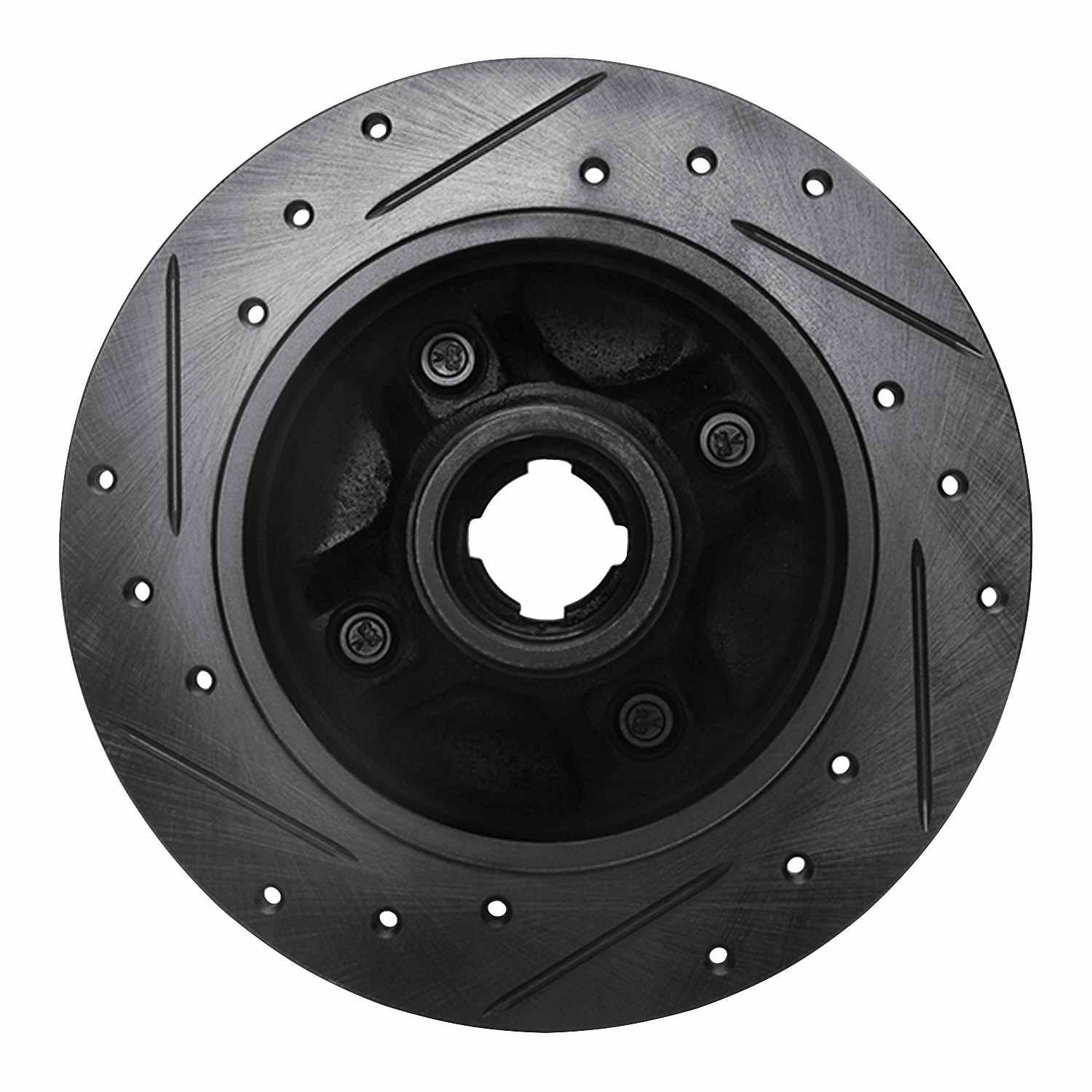 R1 Concepts 88-88 Nissan Maxima Rear Left Drilled & Slotted Black Brake Rotor - Image 2