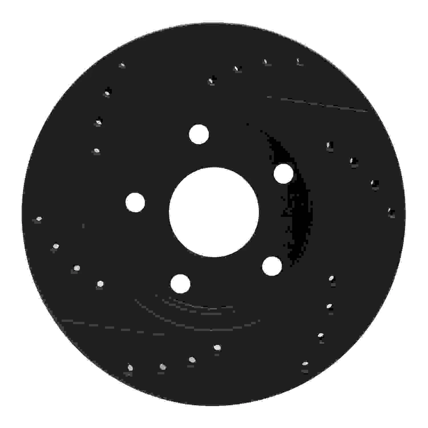R1 Concepts 88-89 Merkur SCORPIO Front Left Drilled & Slotted Black Brake Rotor - Image 2