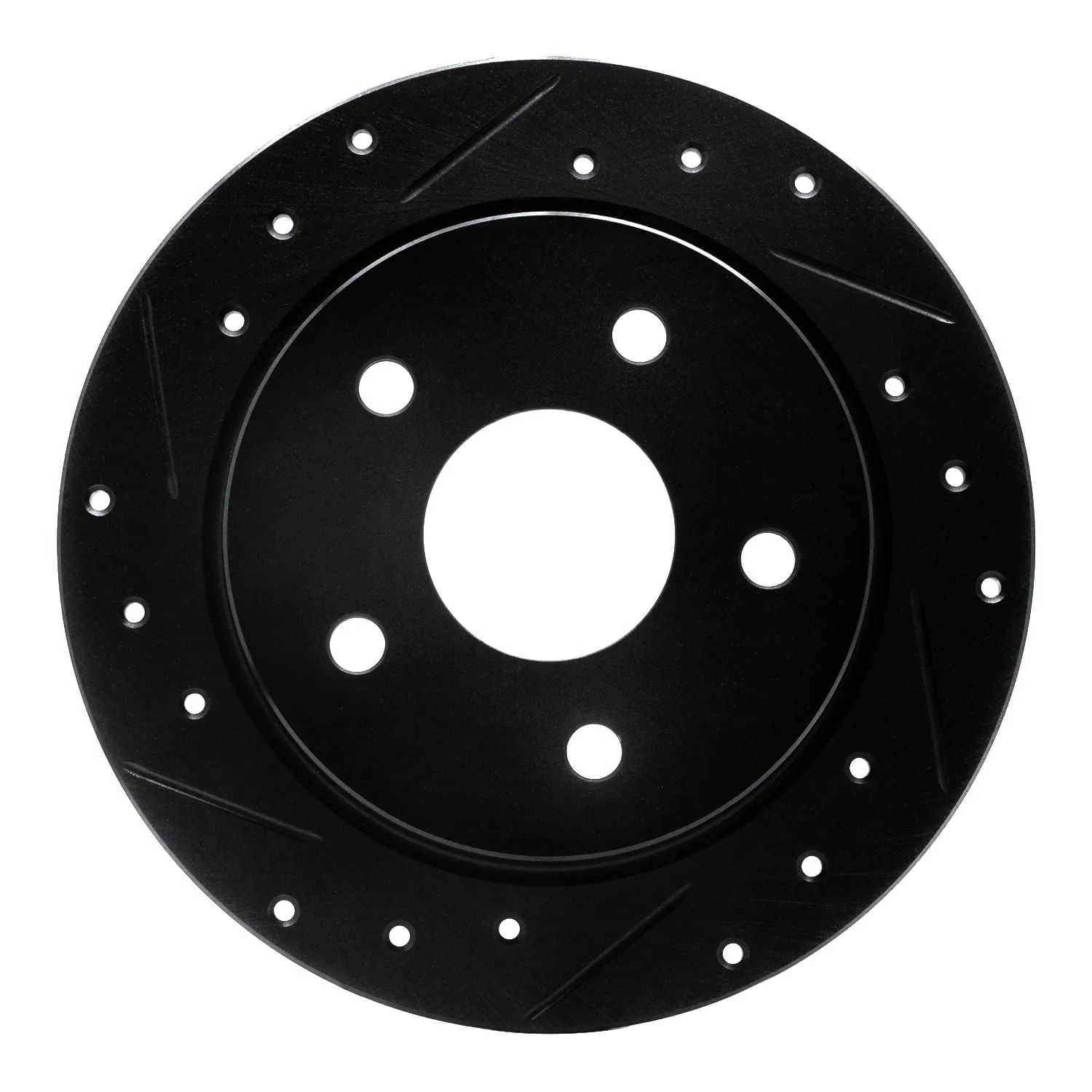 R1 Concepts 88-89 Merkur SCORPIO Rear Left Drilled & Slotted Black Brake Rotor