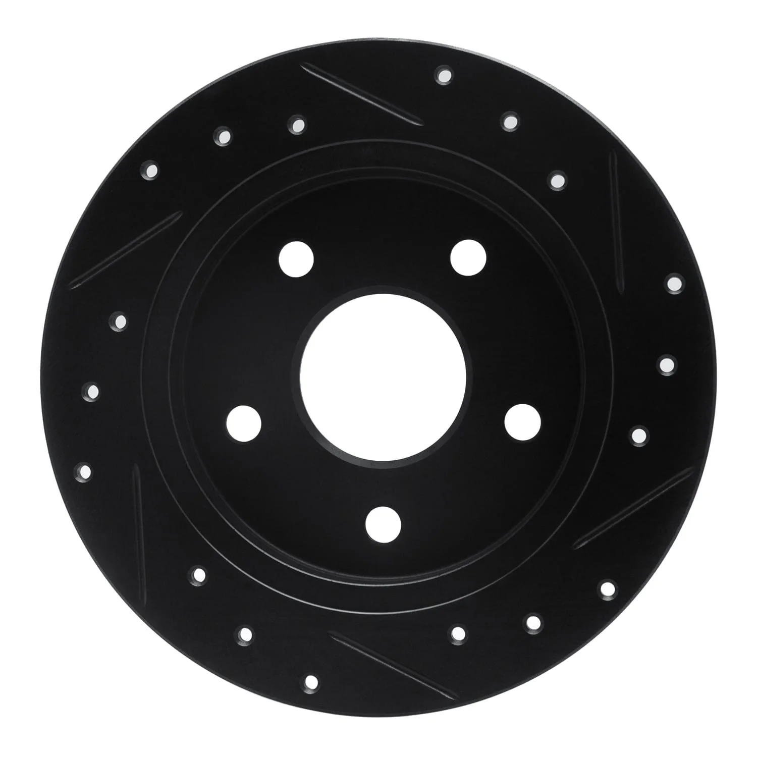 R1 Concepts 88-89 Merkur SCORPIO Rear Left Drilled & Slotted Black Brake Rotor - Image 2
