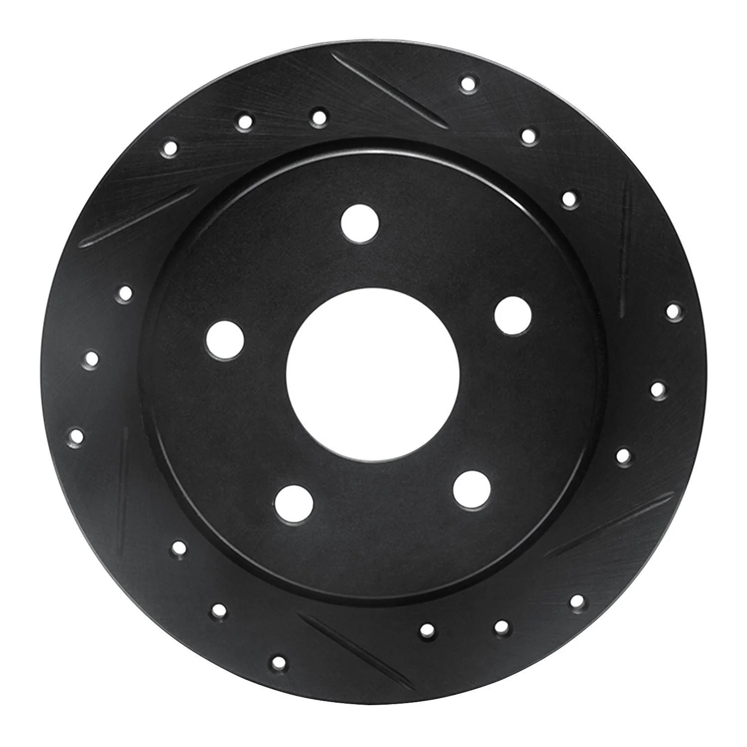R1 Concepts 88-89 Merkur SCORPIO Rear Right Drilled & Slotted Black Brake Rotor