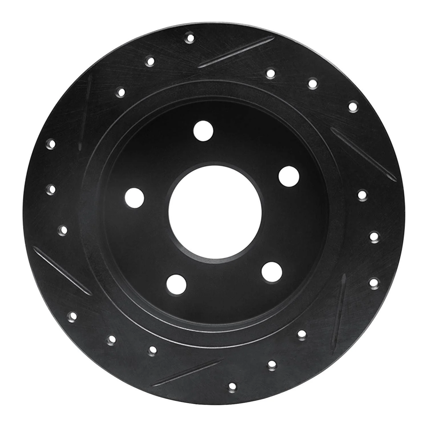 R1 Concepts 88-89 Merkur SCORPIO Rear Right Drilled & Slotted Black Brake Rotor - Image 2