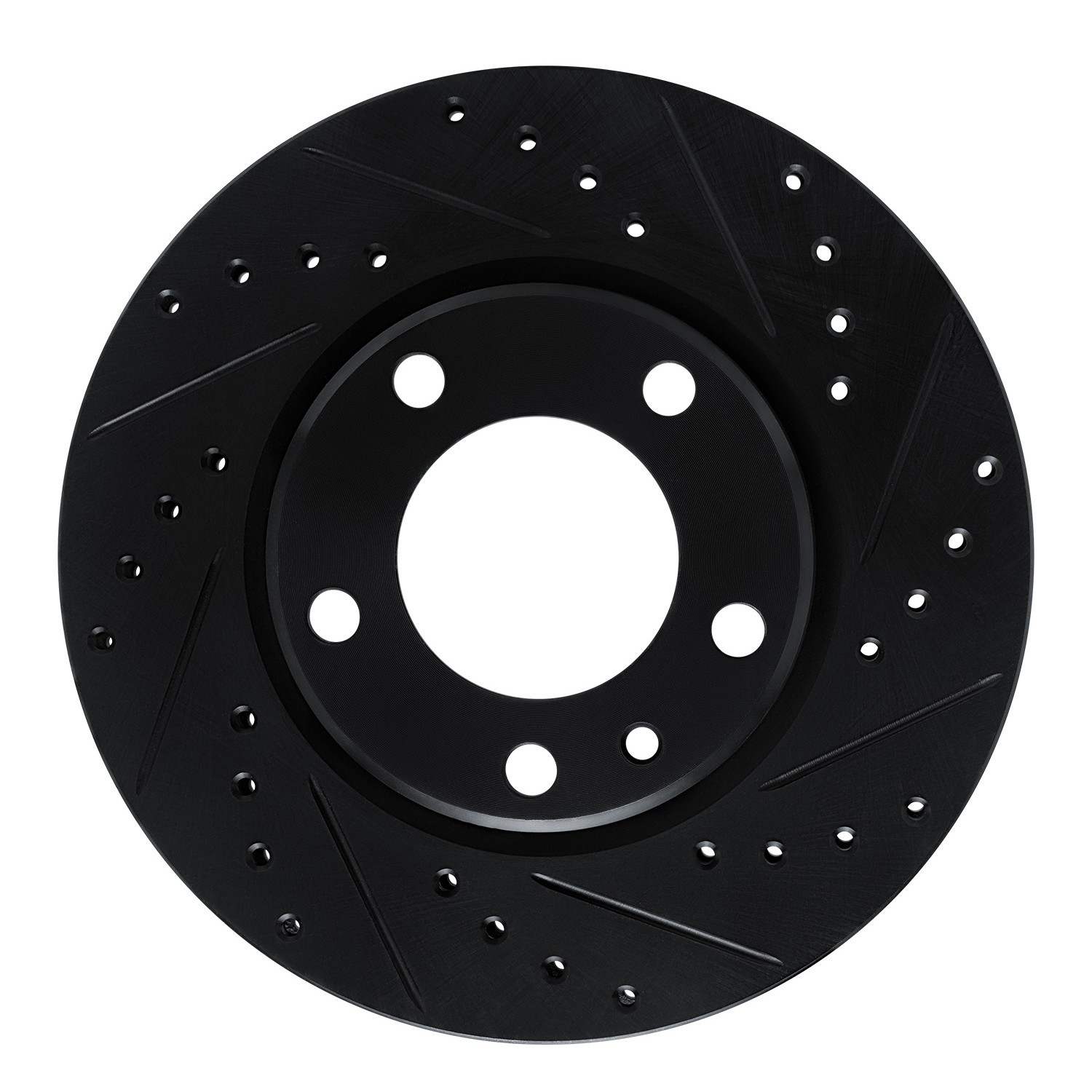 R1 Concepts 88-91 BMW M3 Front Right Drilled & Slotted Black Brake Rotor