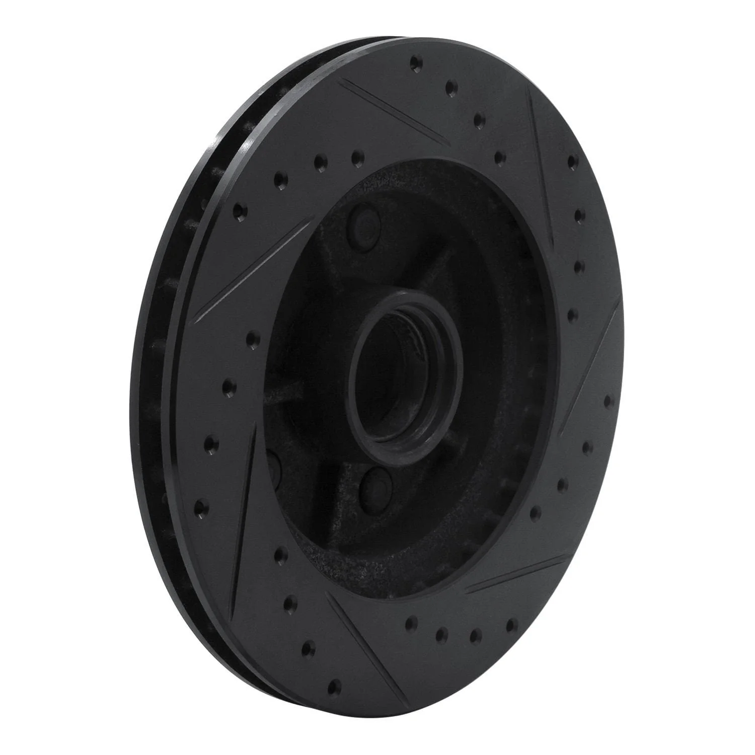 R1 Concepts 88-91 Chevrolet C1500 Front Left Drilled & Slotted Black Brake Rotor - Image 2