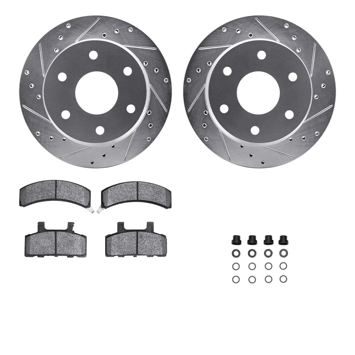 R1 Concepts 88-91 Chevrolet K1500 Front Drill/Slot Silver Rotors w/Optimum Pads