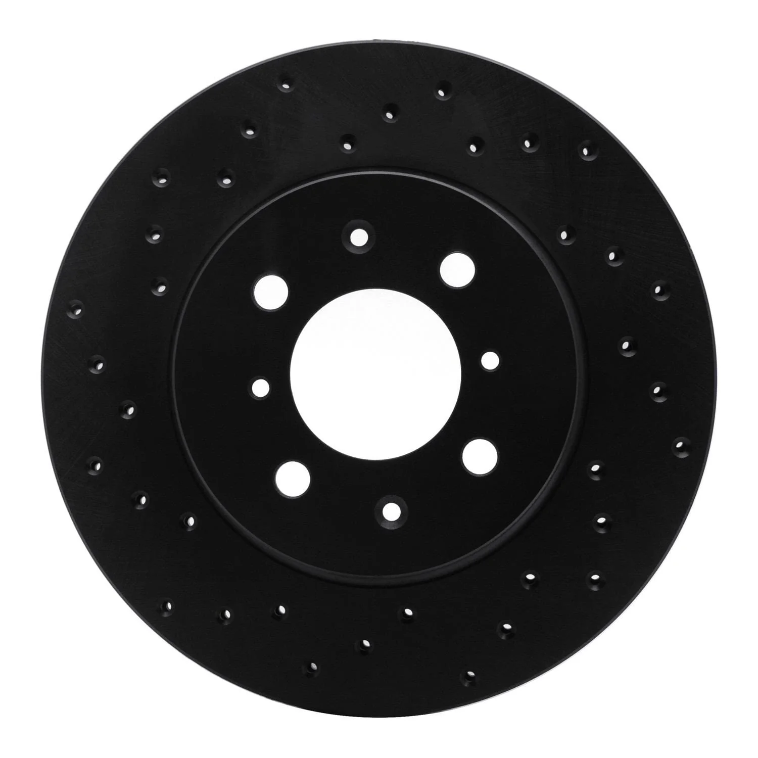 R1 Concepts 88-91 Honda Accord Coupe Front Left Drilled Black Brake Rotor