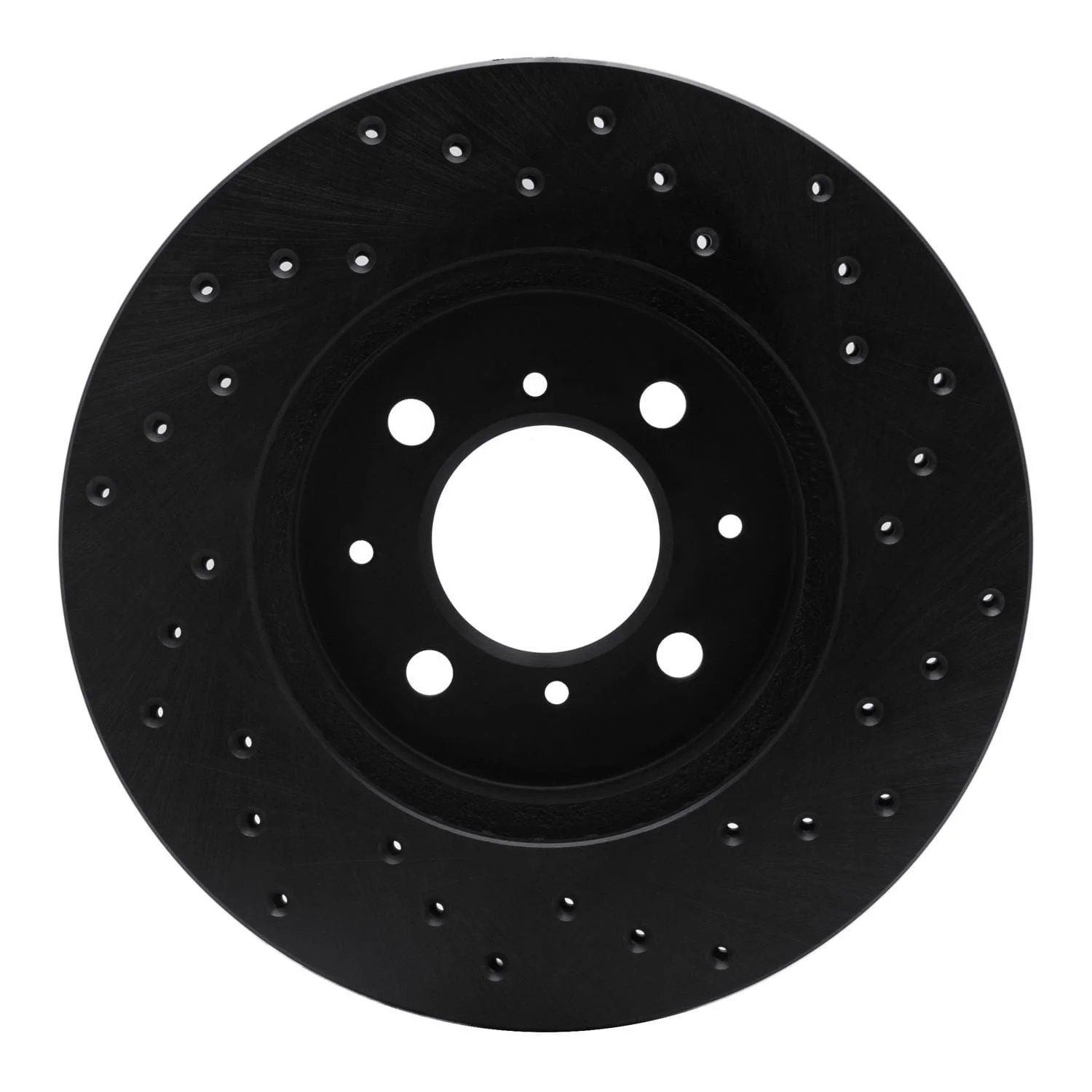 R1 Concepts 88-91 Honda Accord Coupe Front Left Drilled Black Brake Rotor - Image 2