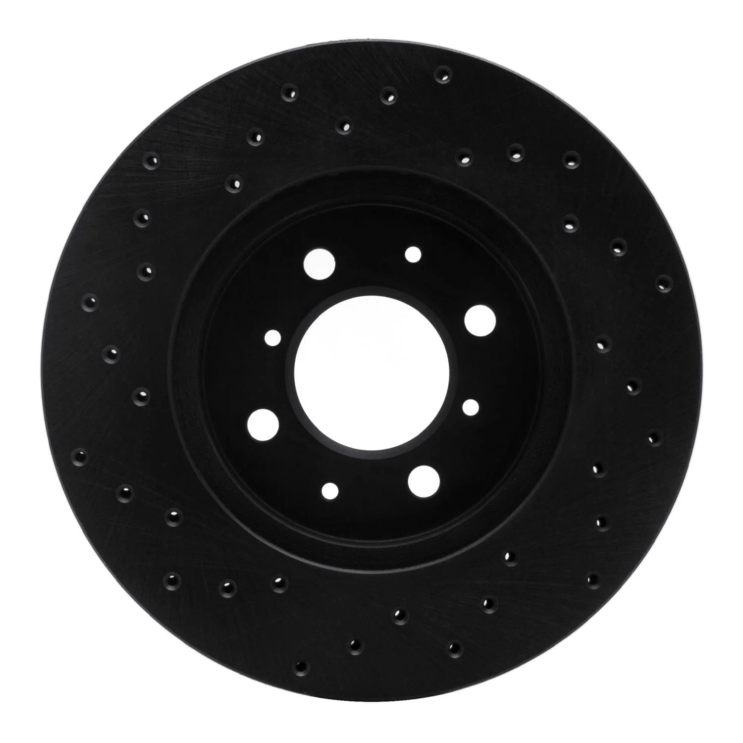 R1 Concepts 88-91 Honda Accord Coupe Front Right Drilled Black Brake Rotor - Image 2