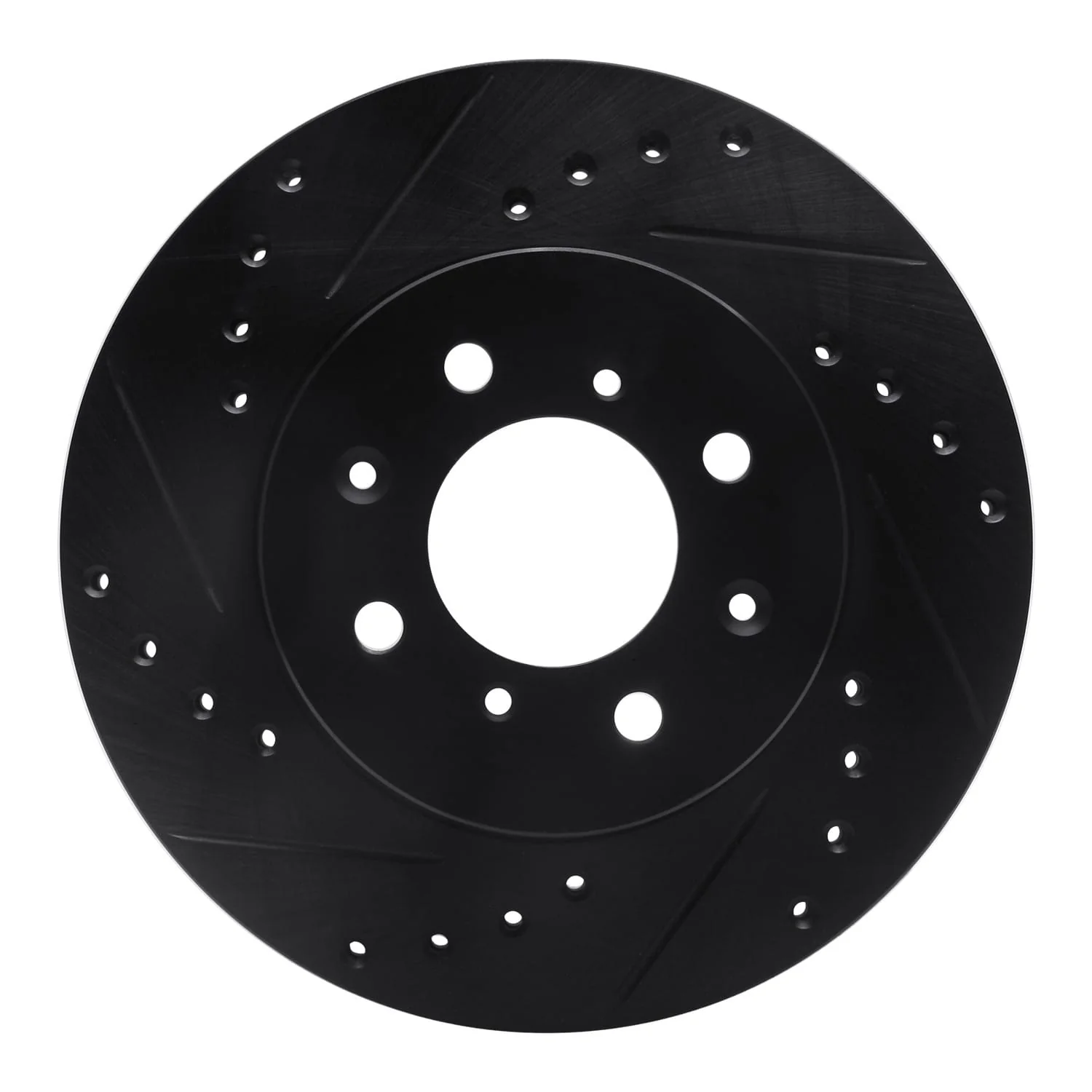 R1 Concepts 88-91 Honda Prelude Front Left Drilled & Slotted Black Brake Rotor