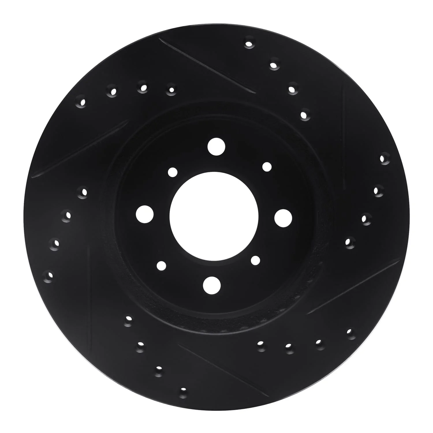 R1 Concepts 88-91 Honda Prelude Front Left Drilled & Slotted Black Brake Rotor - Image 2