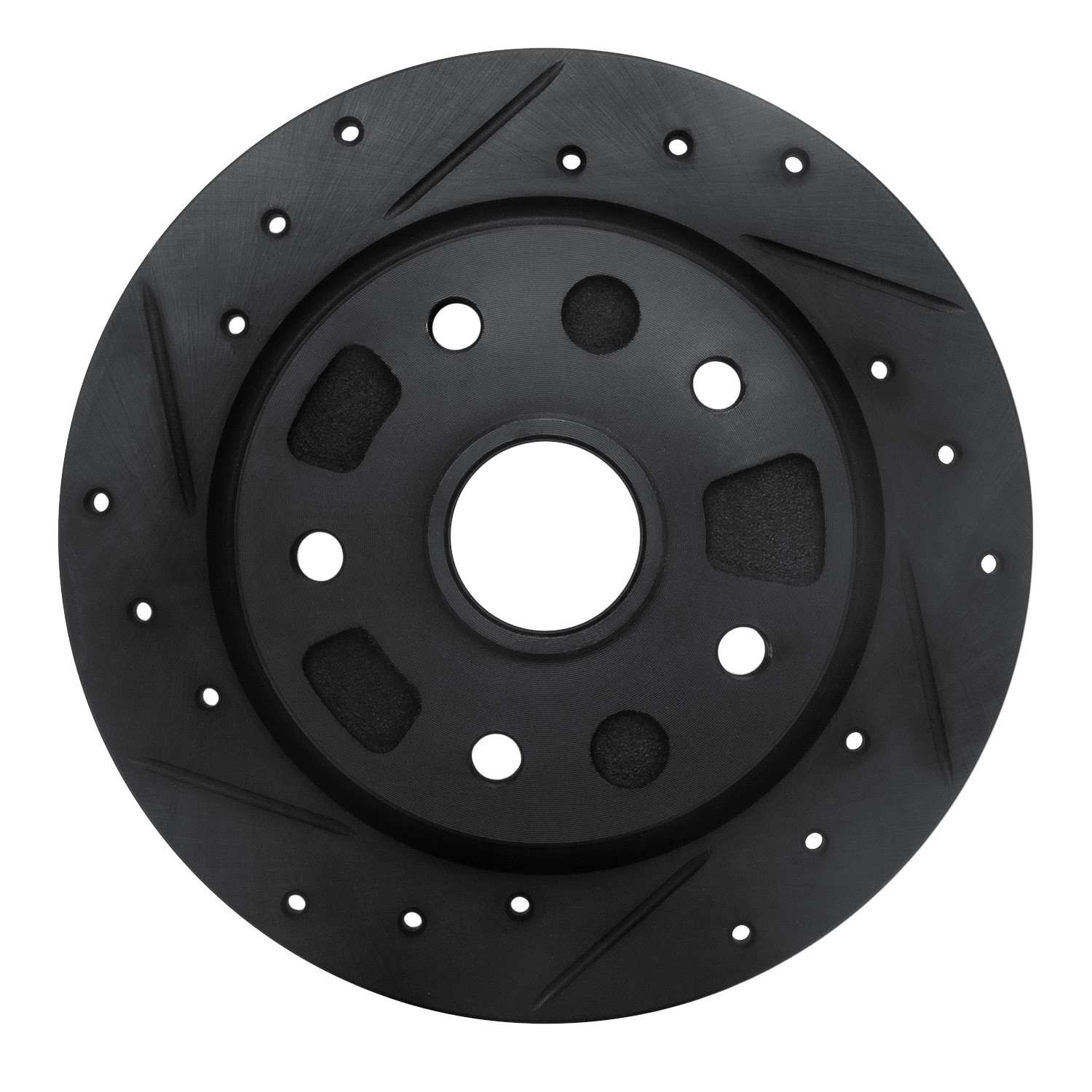 R1 Concepts 88-92 Ford Probe Rear Left Drilled & Slotted Black Brake Rotor