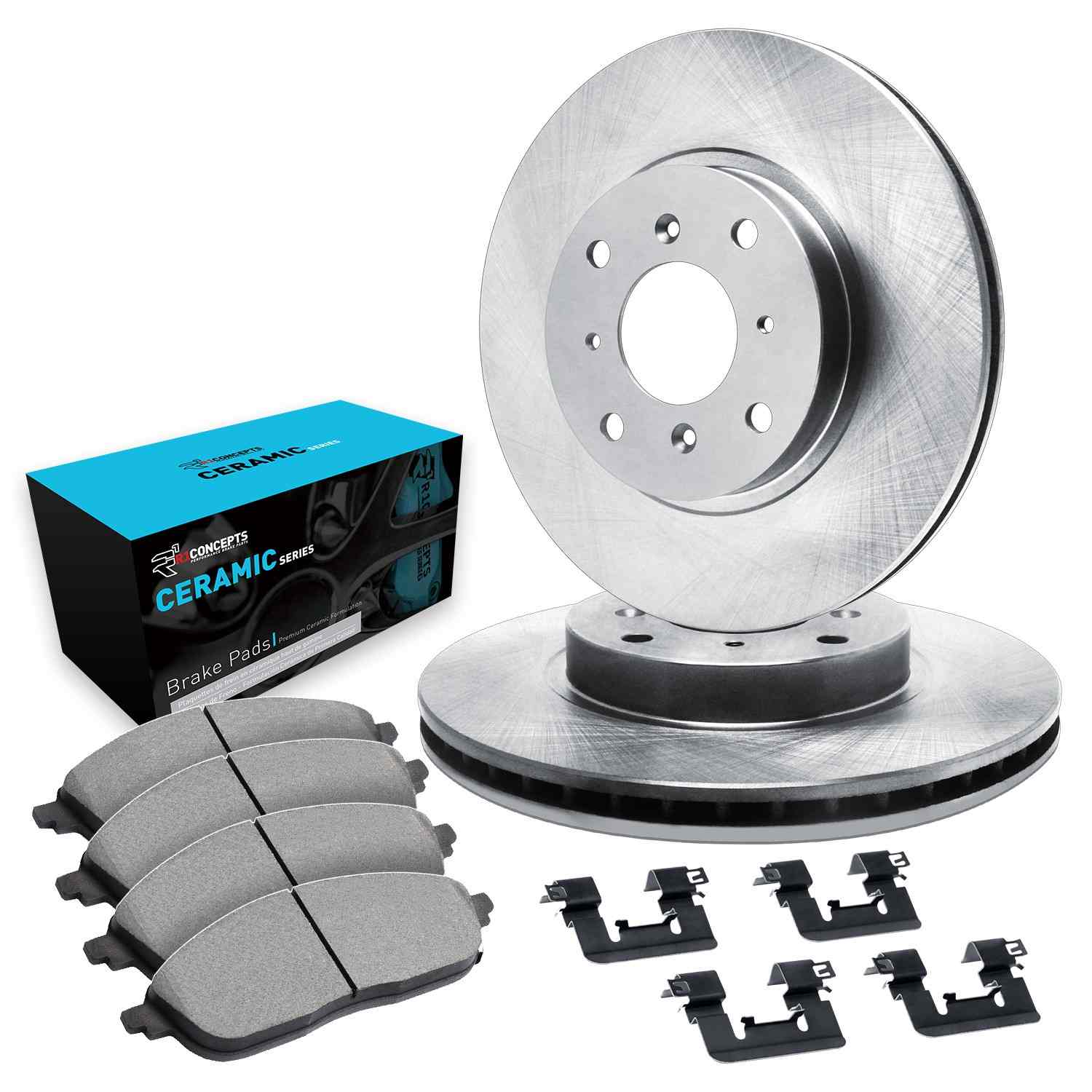 R1 Concepts 88-92 Geo Prizm Front Brake Rotor Set w/Ceramic Pads and Hardware - Image 2