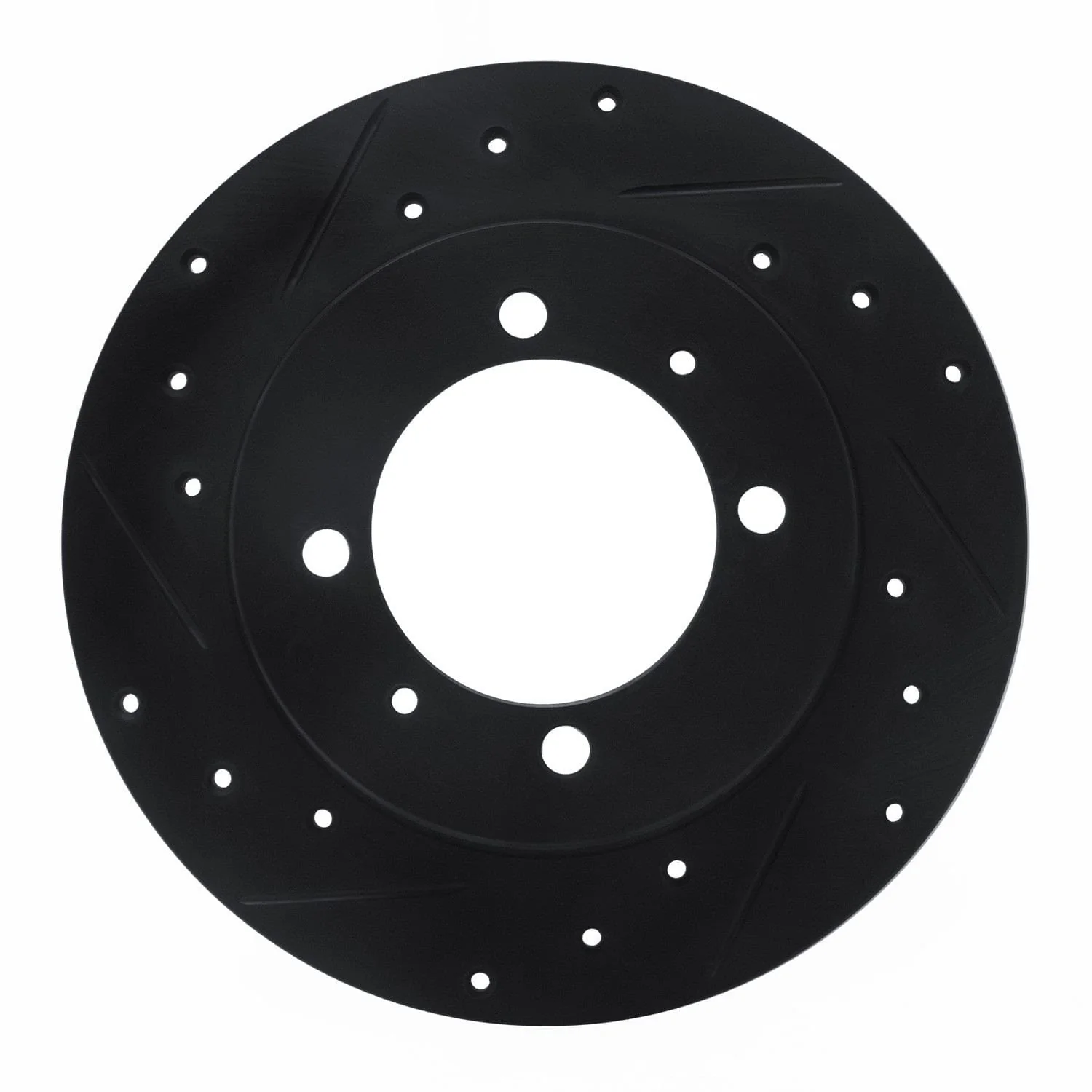 R1 Concepts 88-93 Dodge 2000 GTX Rear Left Drilled & Slotted Black Brake Rotor