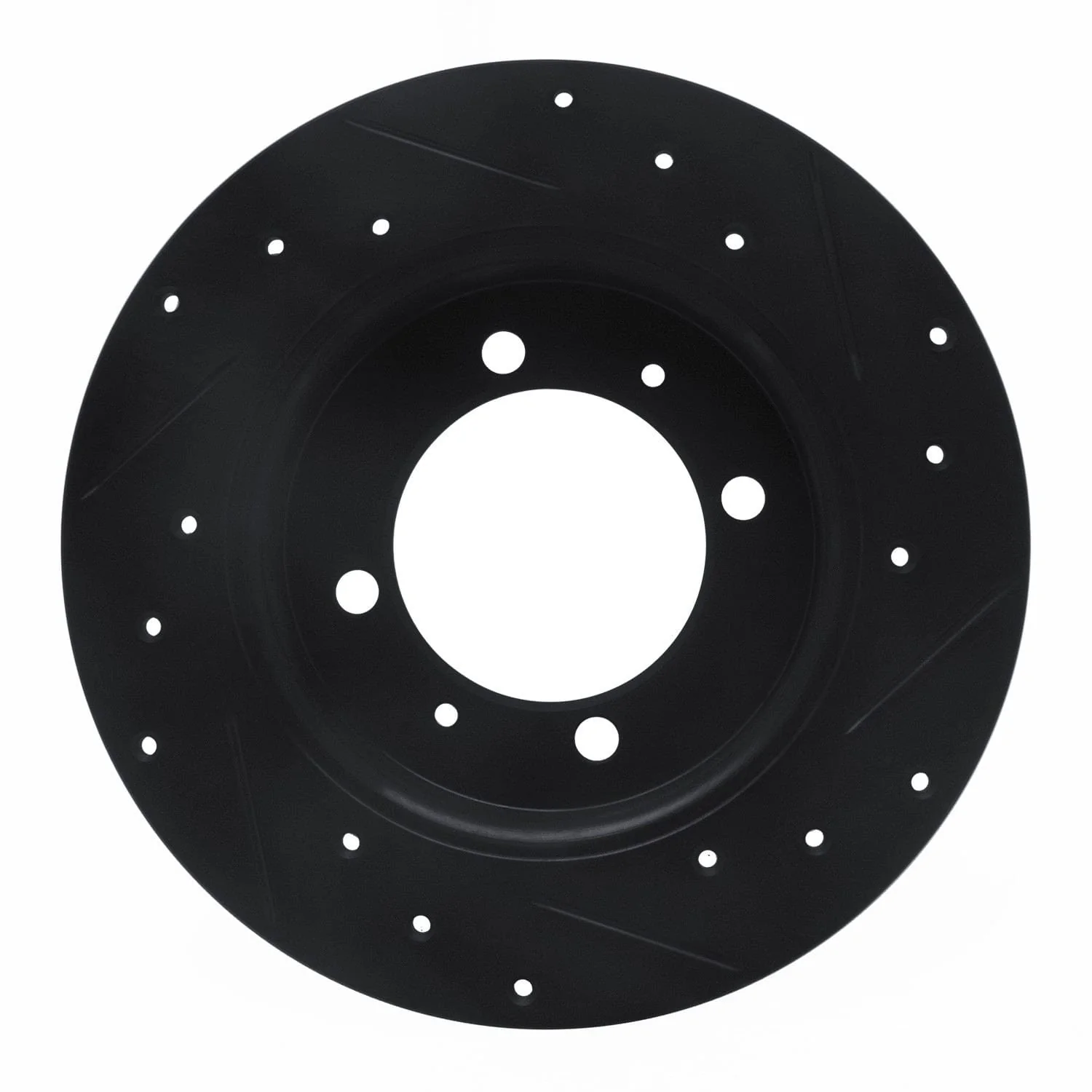 R1 Concepts 88-93 Dodge 2000 GTX Rear Left Drilled & Slotted Black Brake Rotor - Image 2