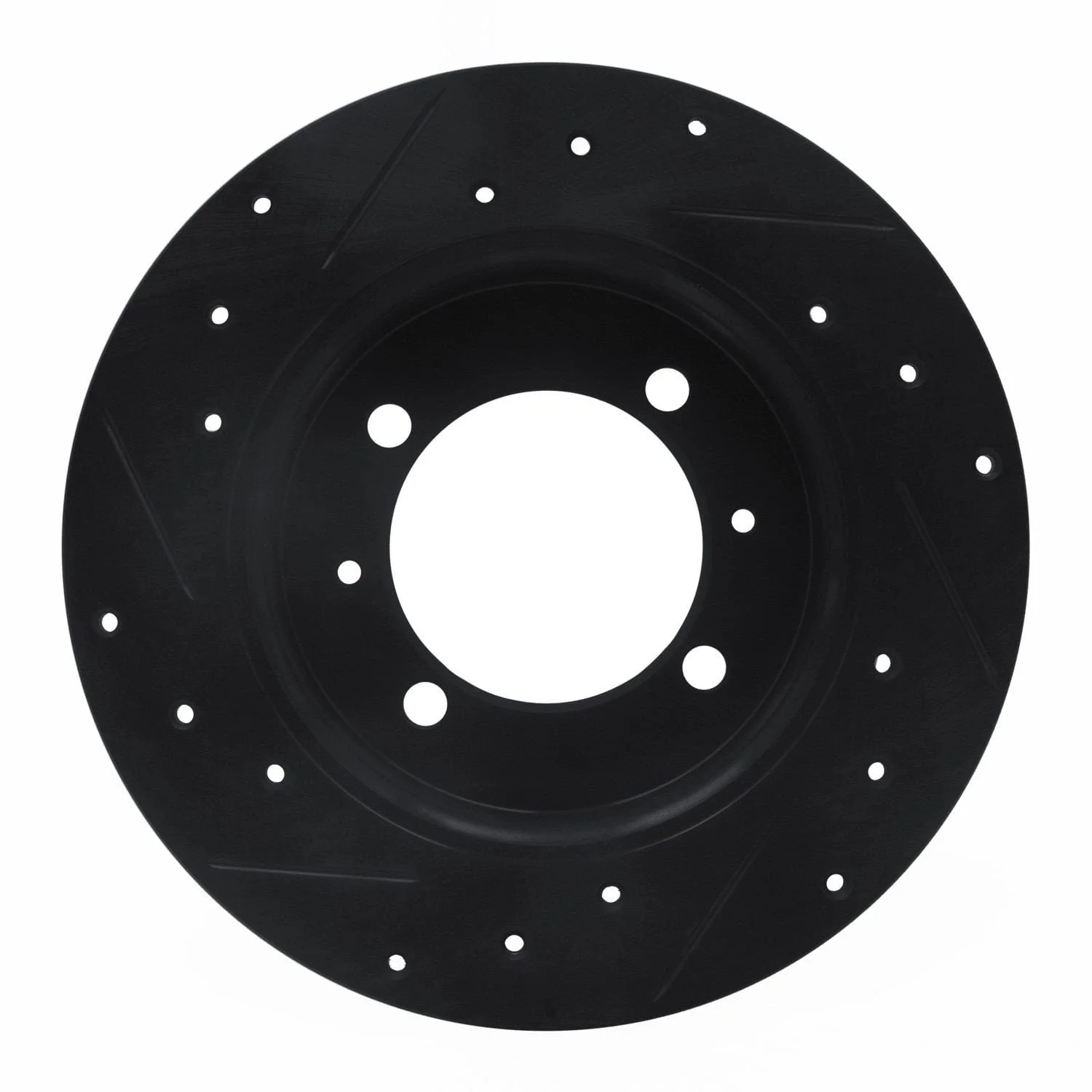 R1 Concepts 88-93 Dodge Colt Rear Right Drilled & Slotted Black Brake Rotor - Image 2