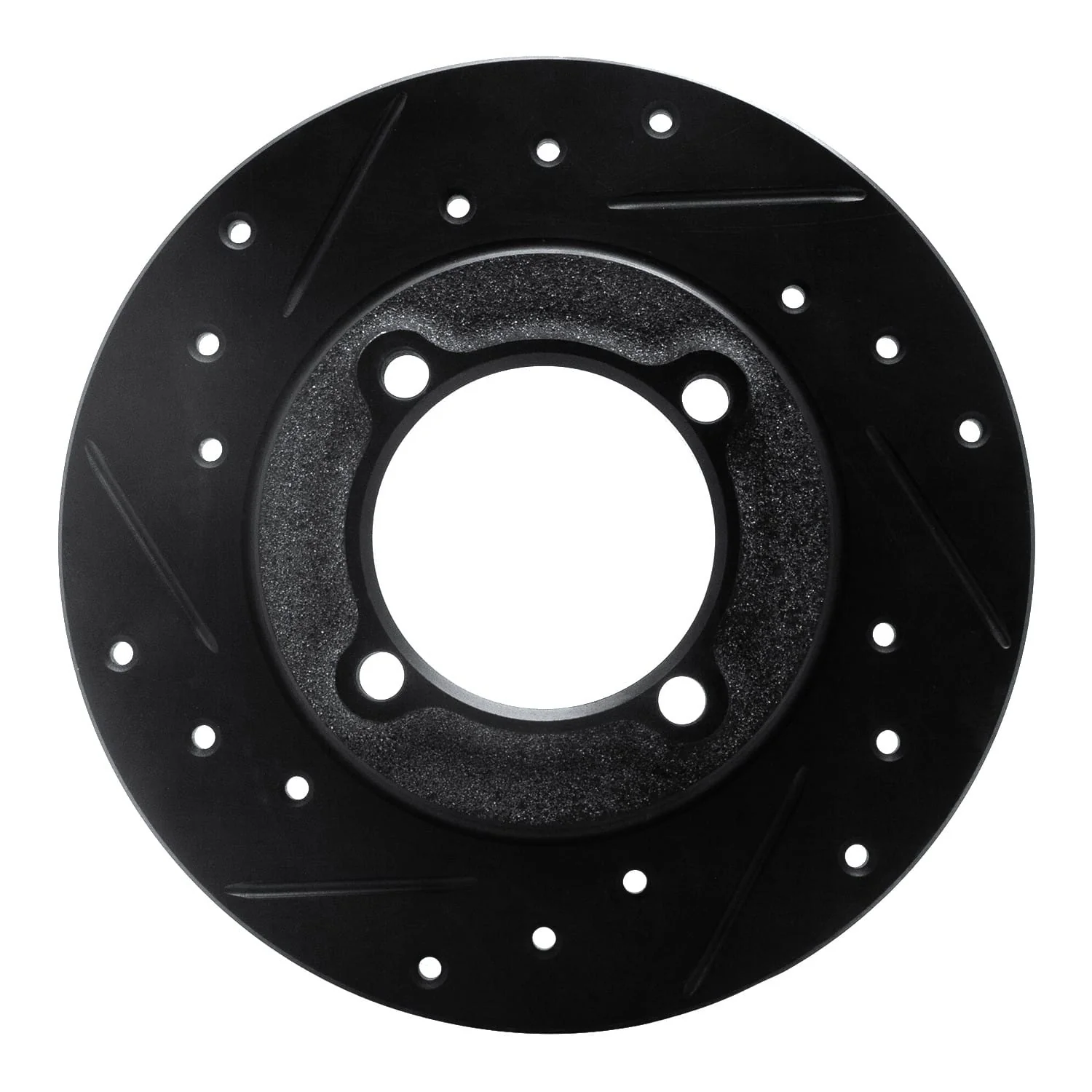 R1 Concepts 88-93 Ford Festiva Front Left Drilled & Slotted Black Brake Rotor