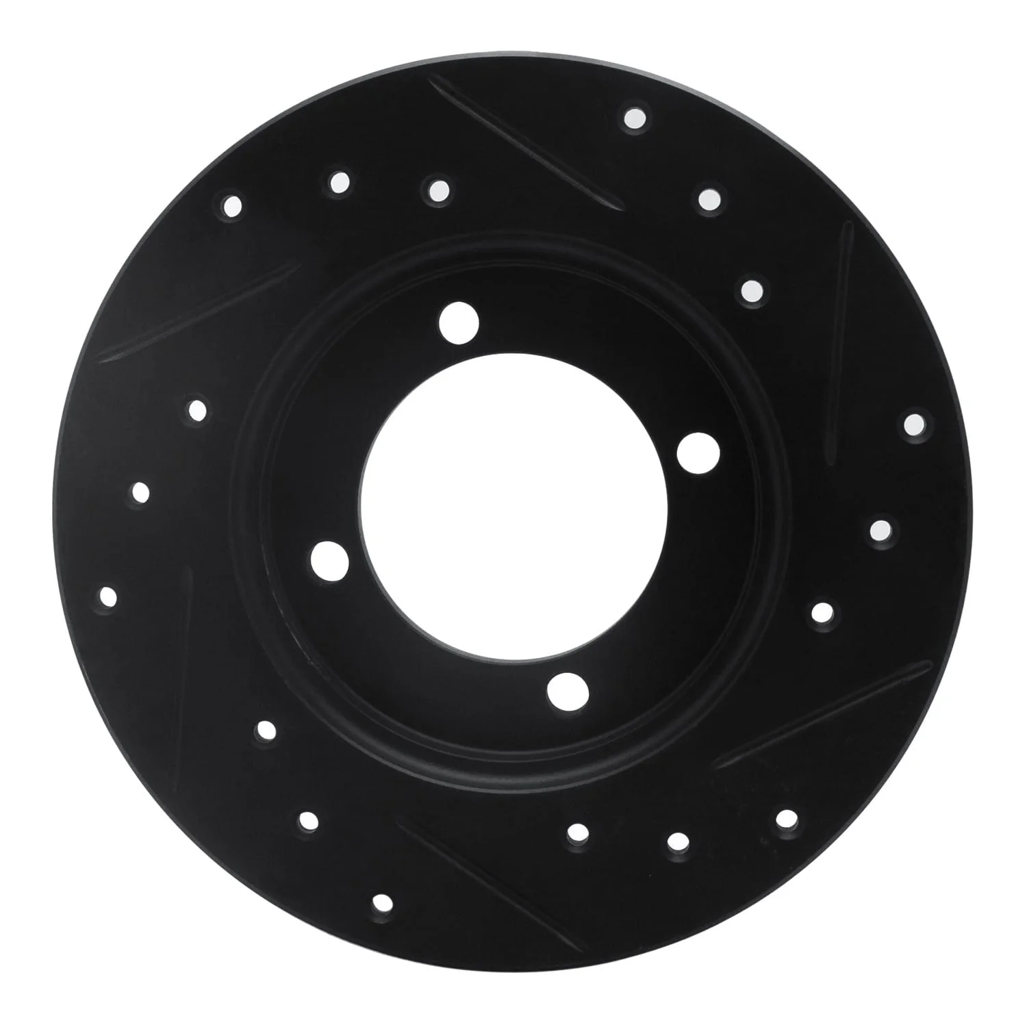 R1 Concepts 88-93 Ford Festiva Front Left Drilled & Slotted Black Brake Rotor - Image 2