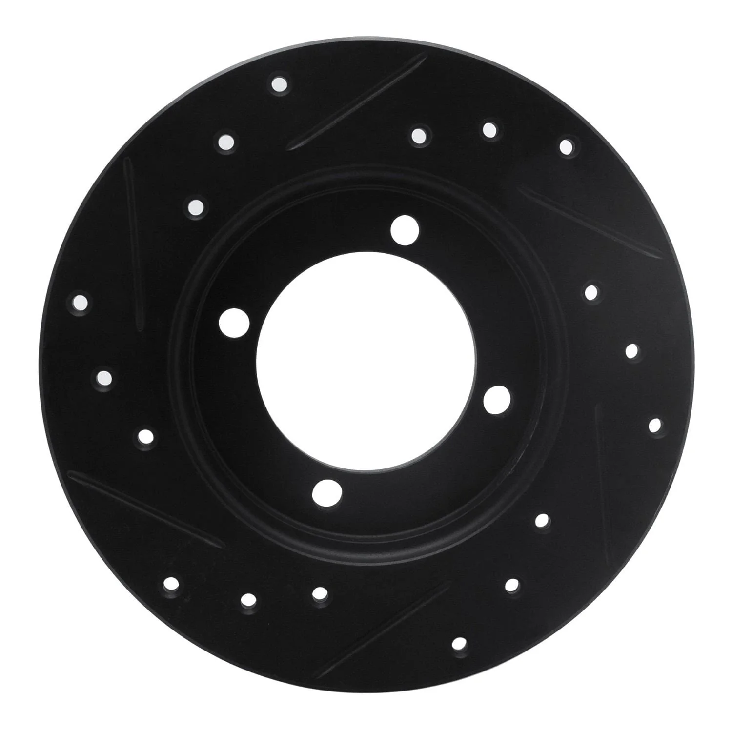 R1 Concepts 88-93 Ford Festiva Front Right Drilled & Slotted Black Brake Rotor - Image 2