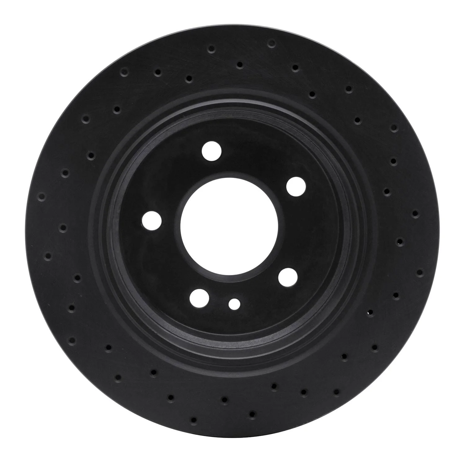 R1 Concepts 88-94 BMW 740i Rear Left Drilled Black Brake Rotor - Image 2