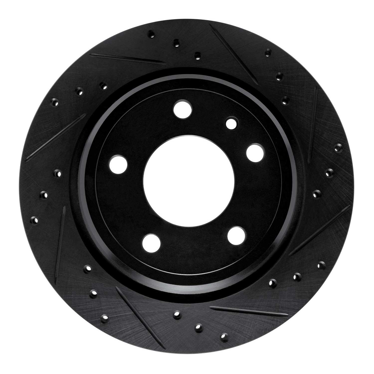R1 Concepts 88-94 BMW 750IL Rear Right Drilled & Slotted Black Brake Rotor