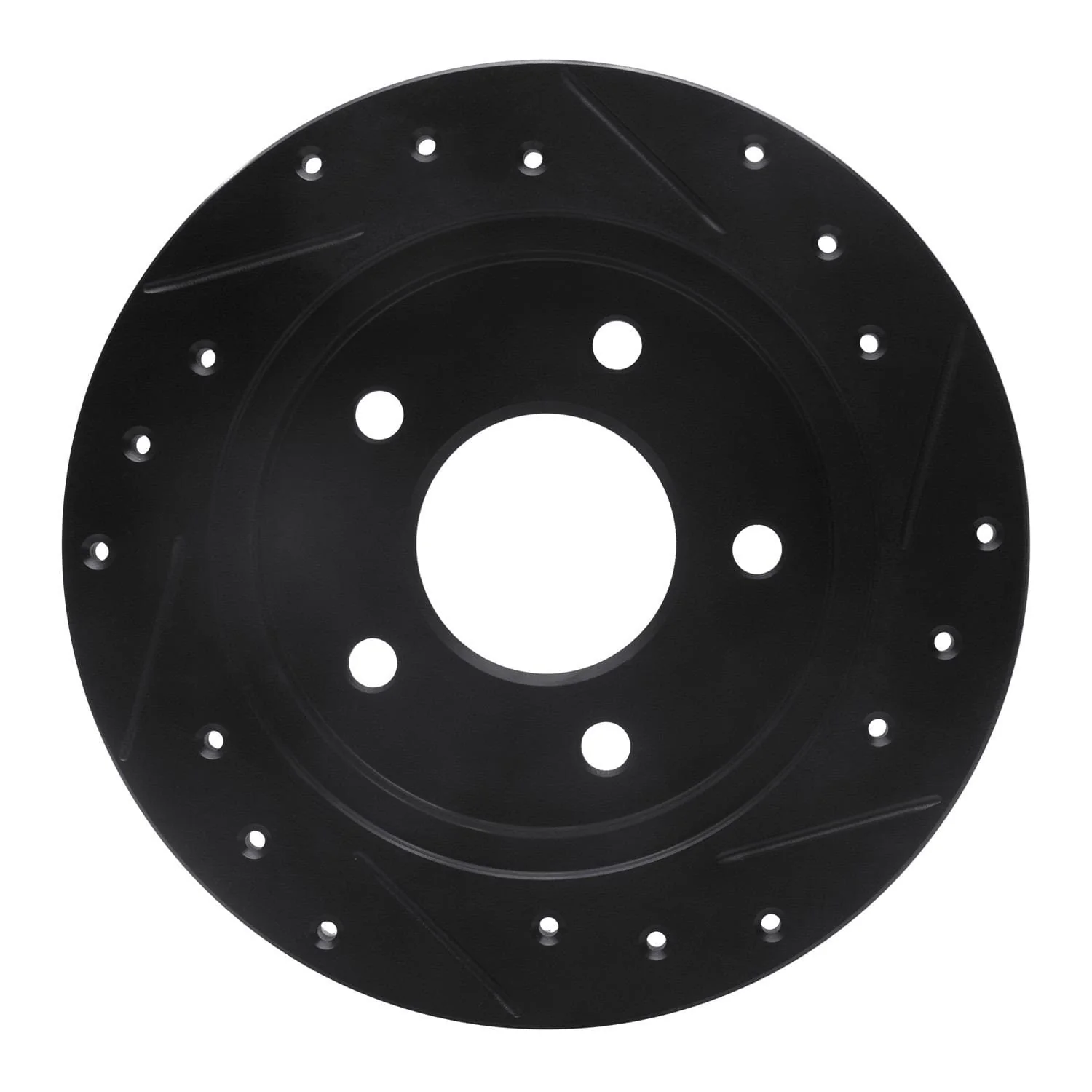 R1 Concepts 88-94 Buick Regal Rear Left Drilled & Slotted Black Brake Rotor - Image 2