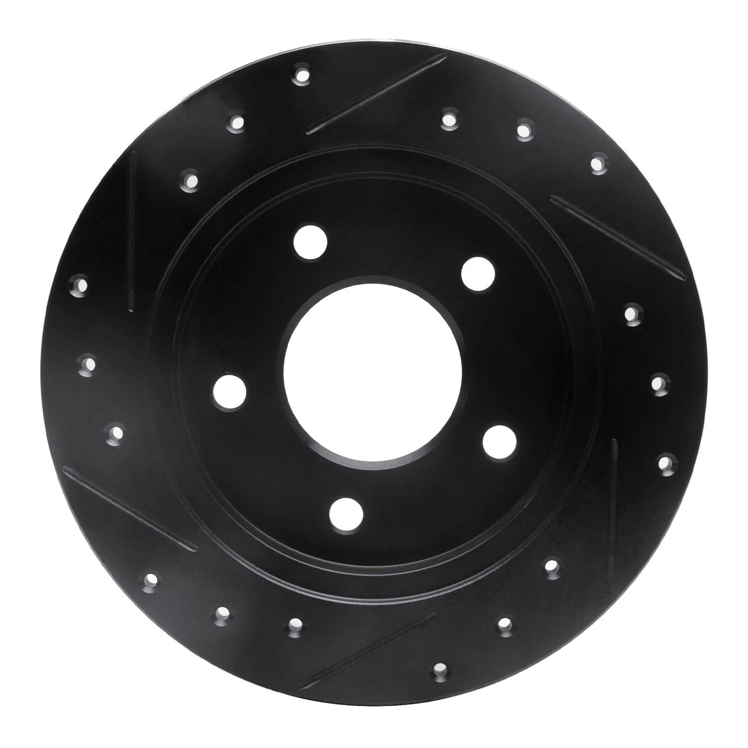 R1 Concepts 88-94 Buick Regal Rear Right Drilled & Slotted Black Brake Rotor - Image 2
