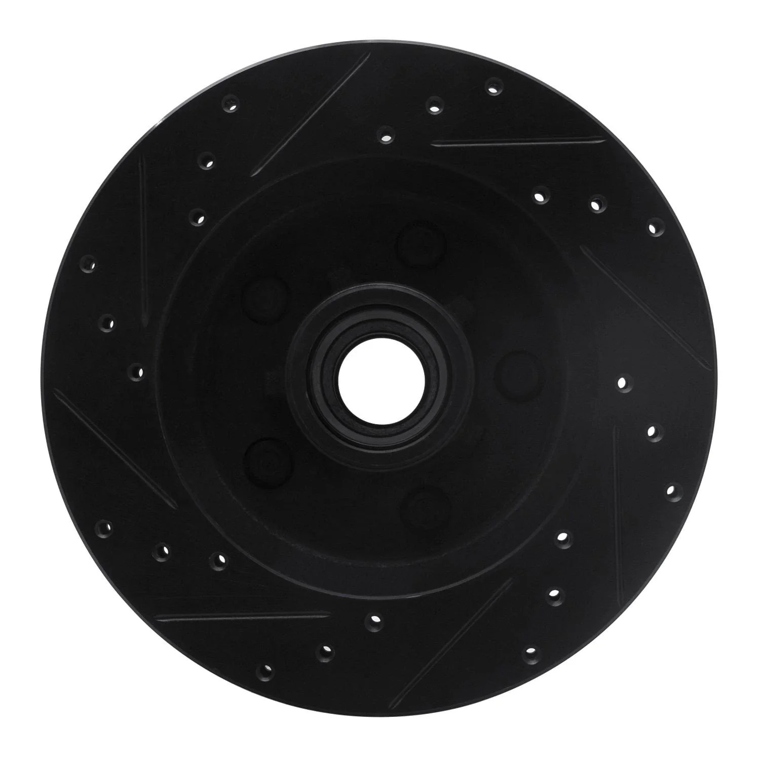 R1 Concepts 88-94 Chevrolet C1500 Front Right Drilled & Slotted Black Brake Rotor - Image 2