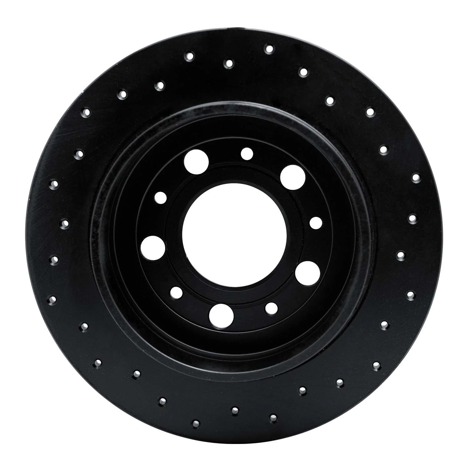 R1 Concepts 88-94 Volvo 740/745/760/780 Rear Left Drilled Black Brake Rotor - Image 2