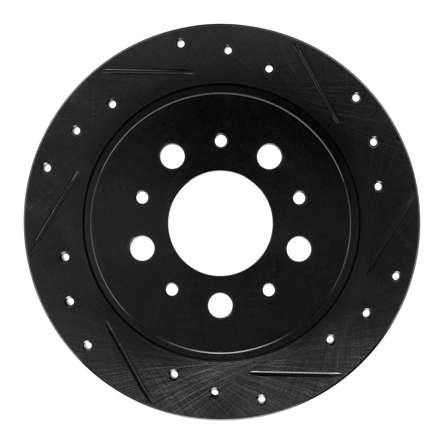 R1 Concepts 88-94 Volvo 760 Series Rear Right Drilled & Slotted Black Brake Rotor