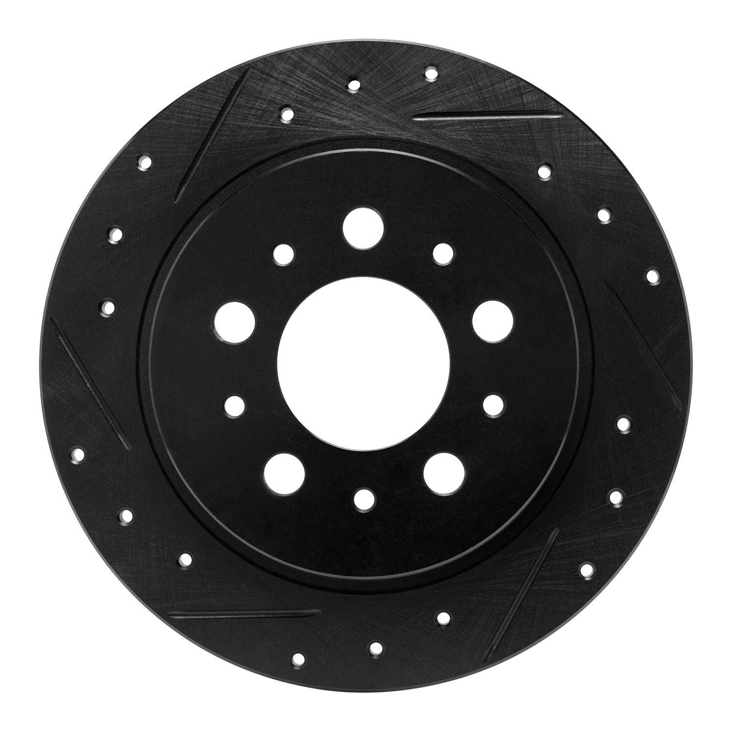 R1 Concepts 88-94 Volvo 960 Rear Left Drilled & Slotted Black Brake Rotor