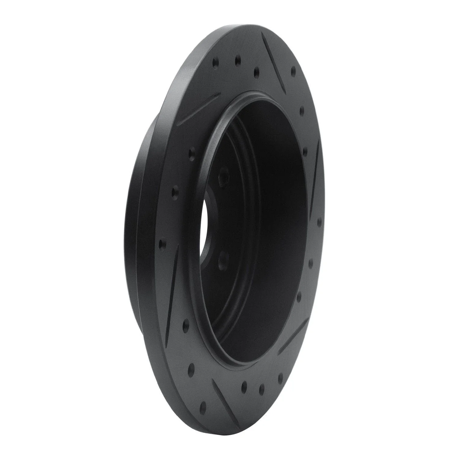 R1 Concepts 88-95 Chrysler New Yorker Rear Left Drilled & Slotted Black Brake Rotor - Image 2