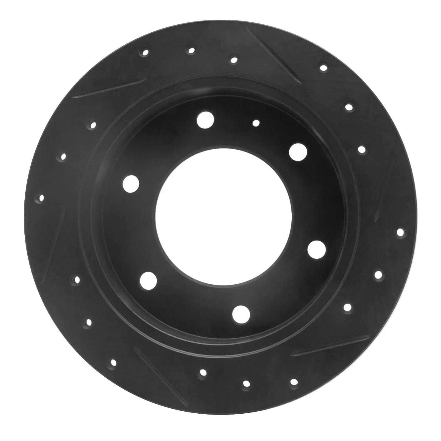 R1 Concepts 88-95 Isuzu AMIGO Rear Left Drilled & Slotted Black Brake Rotor - Image 2