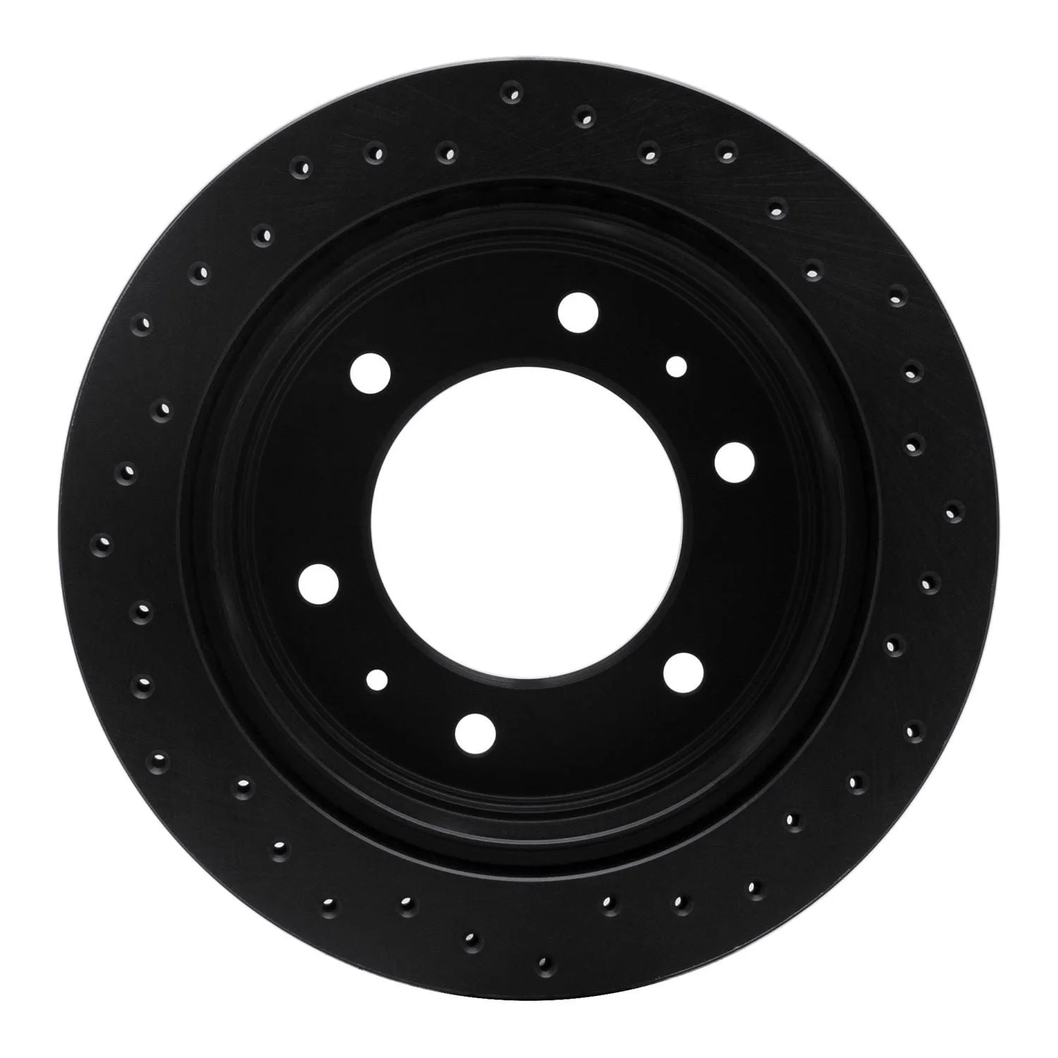 R1 Concepts 88-95 Nissan Pathfinder Rear Left Drilled Black Brake Rotor - Image 2