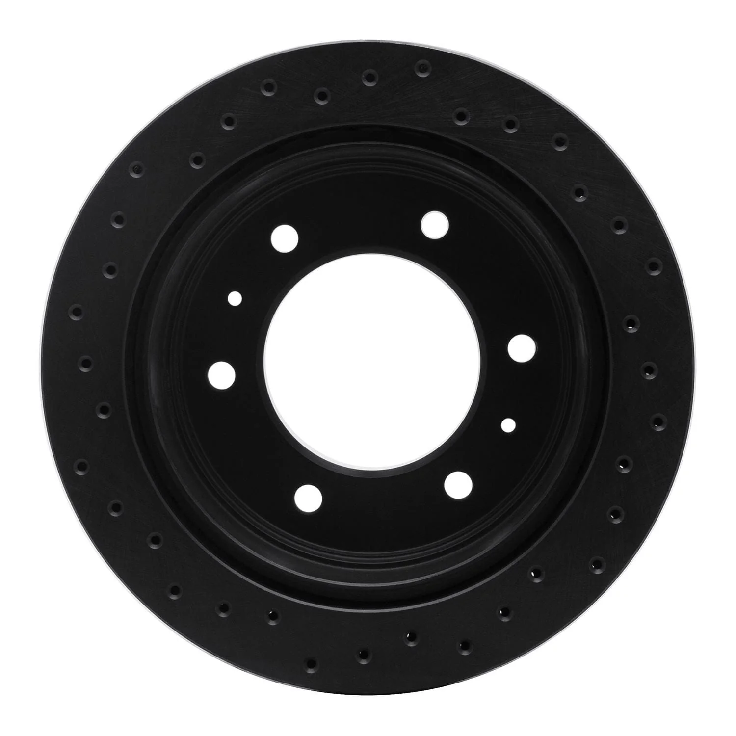 R1 Concepts 88-95 Nissan Pathfinder Rear Right Drilled Black Brake Rotor - Image 2