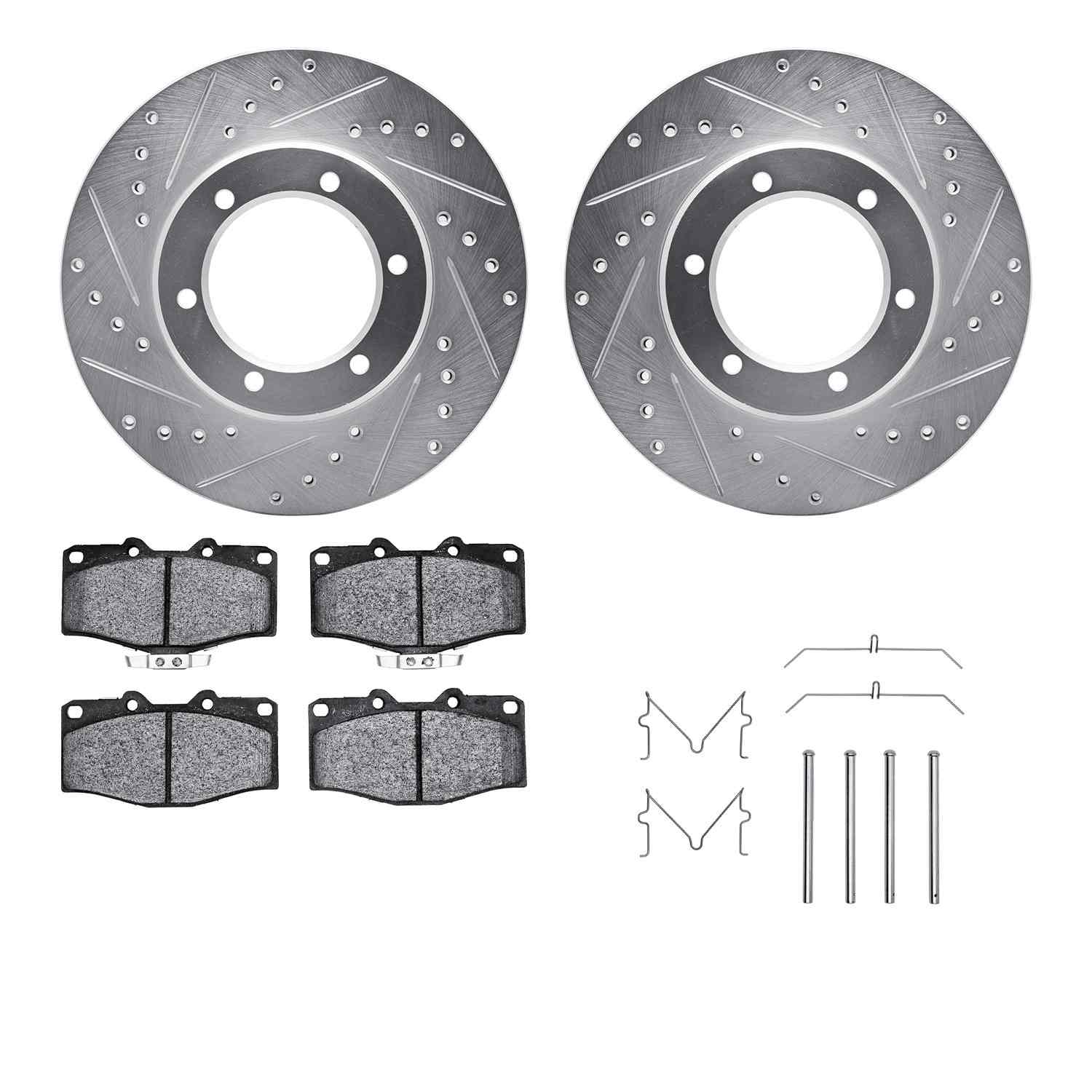 R1 Concepts 88-95 Toyota Pickup Front Drill/Slot Silver Rotors w/Off-Road/Tow Pads