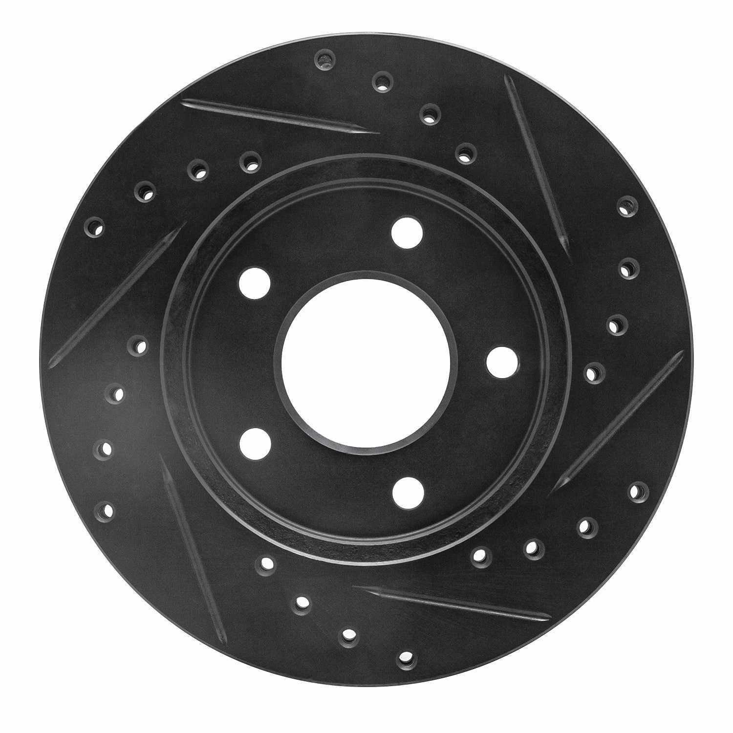 R1 Concepts 88-96 Buick Regal Front Left Drilled & Slotted Black Brake Rotor - Image 2