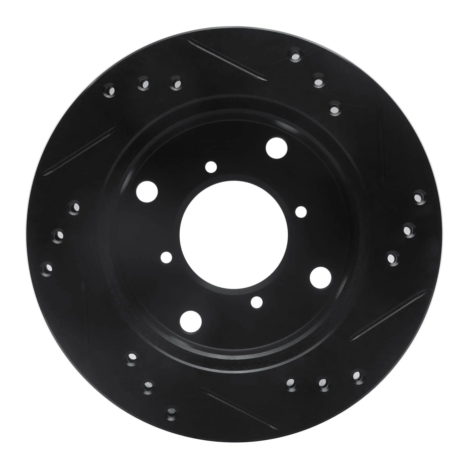 R1 Concepts 89-01 Chevrolet Metro Front Left Drilled & Slotted Black Brake Rotor - Image 2