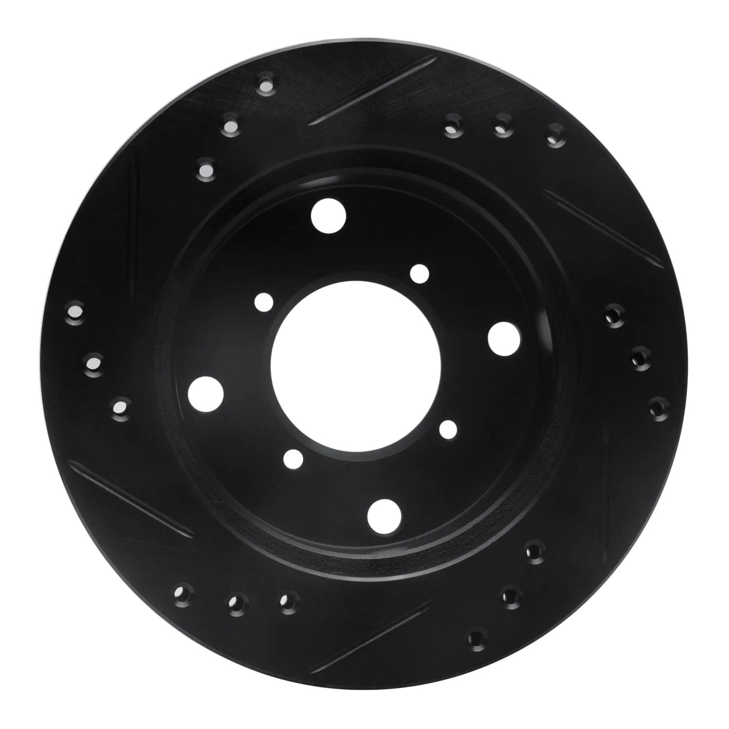 R1 Concepts 89-01 Chevrolet Metro Front Right Drilled & Slotted Black Brake Rotor - Image 2