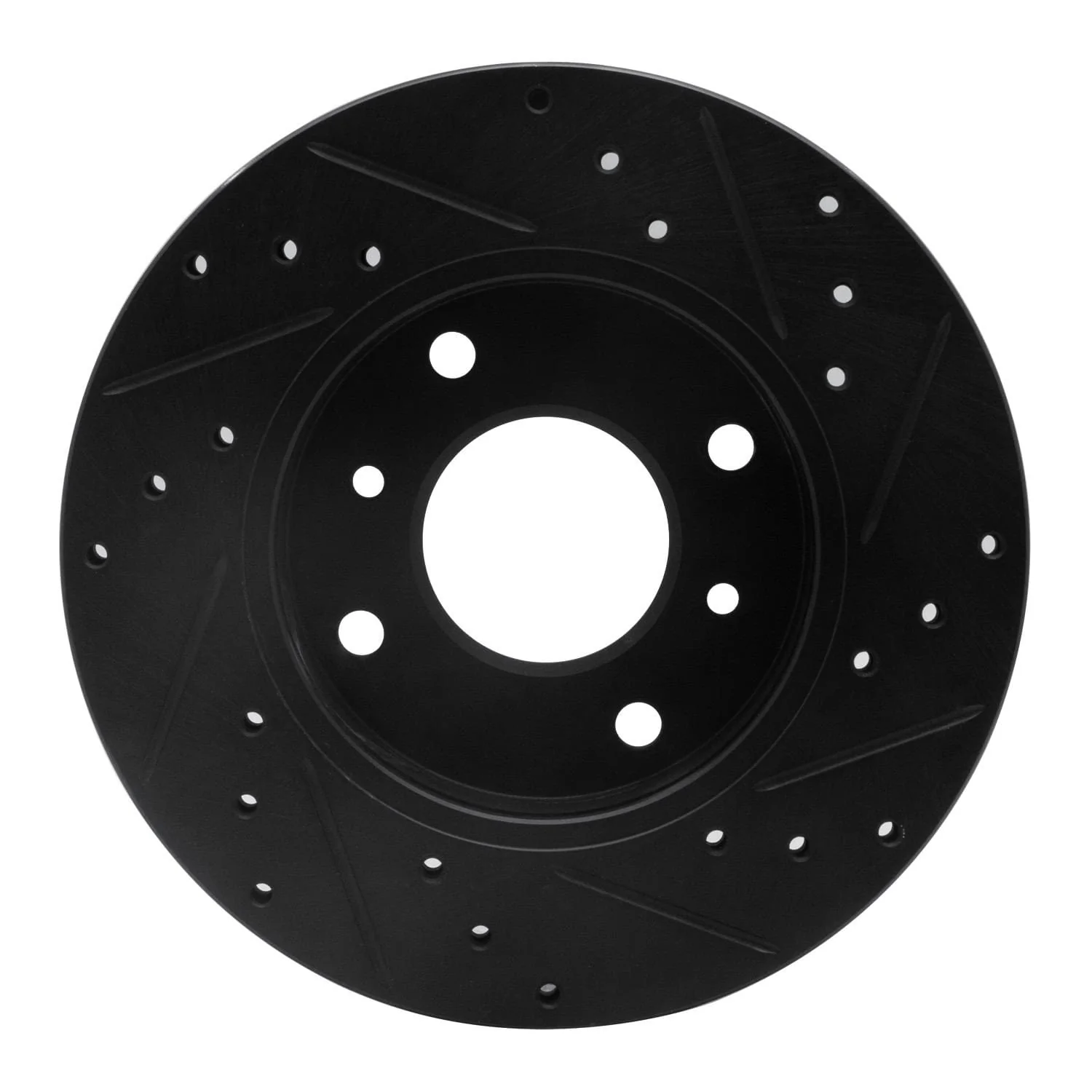 R1 Concepts 89-13 Infiniti G20 Front Left Drilled & Slotted Black Brake Rotor - Image 2