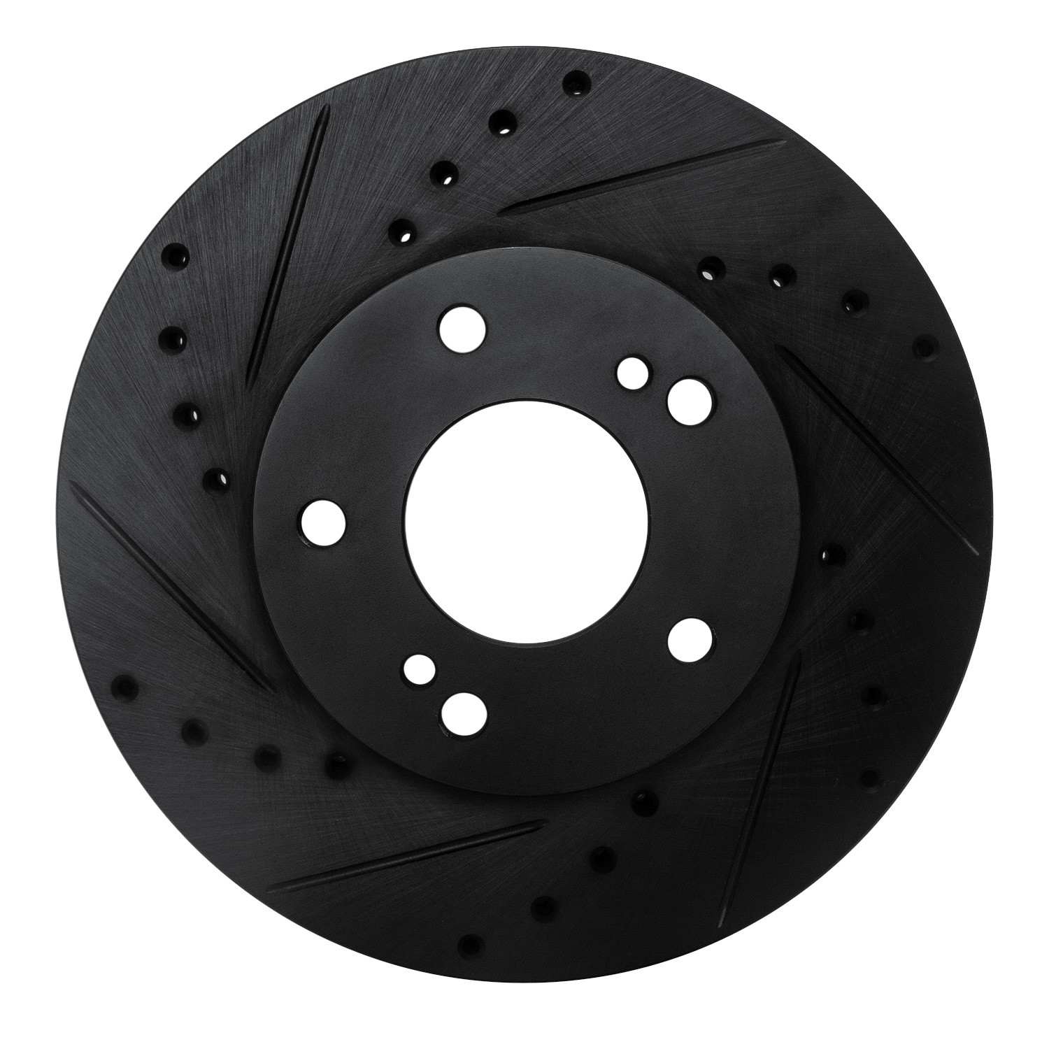 R1 Concepts 89-90 Nissan 300ZX Front Left Drilled & Slotted Black Brake Rotor