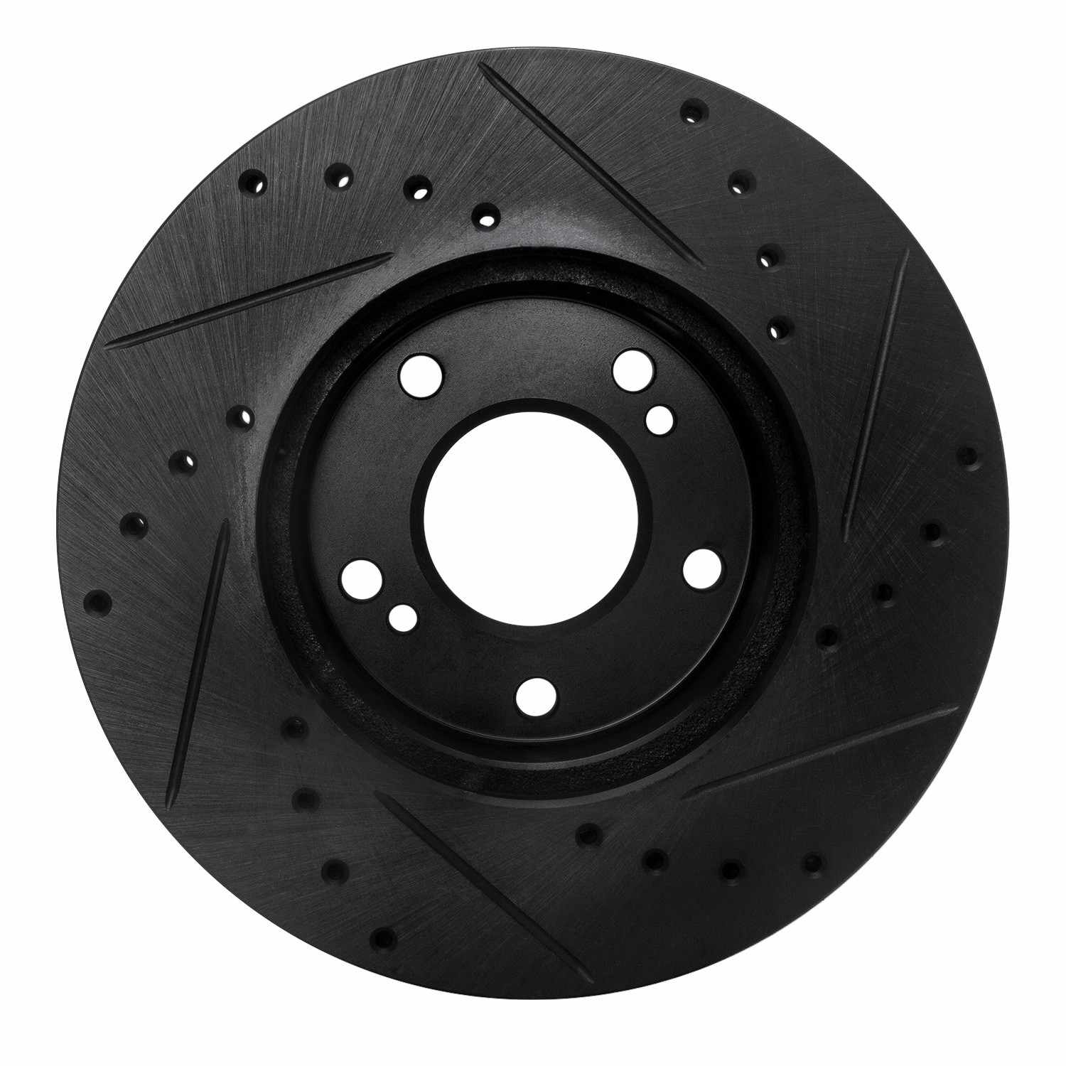 R1 Concepts 89-90 Nissan 300ZX Front Left Drilled & Slotted Black Brake Rotor - Image 2