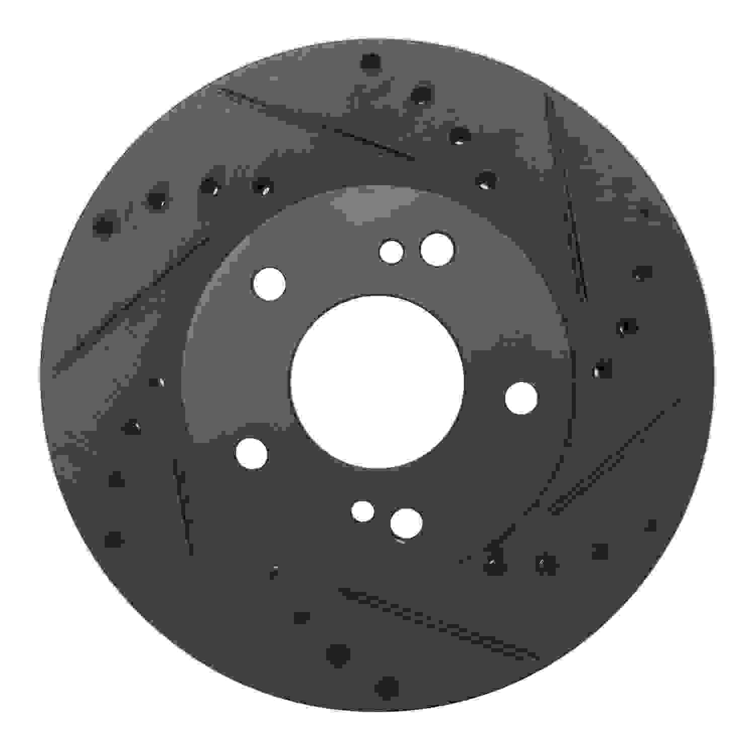 R1 Concepts 89-90 Nissan 300ZX Front Right Drilled & Slotted Black Brake Rotor